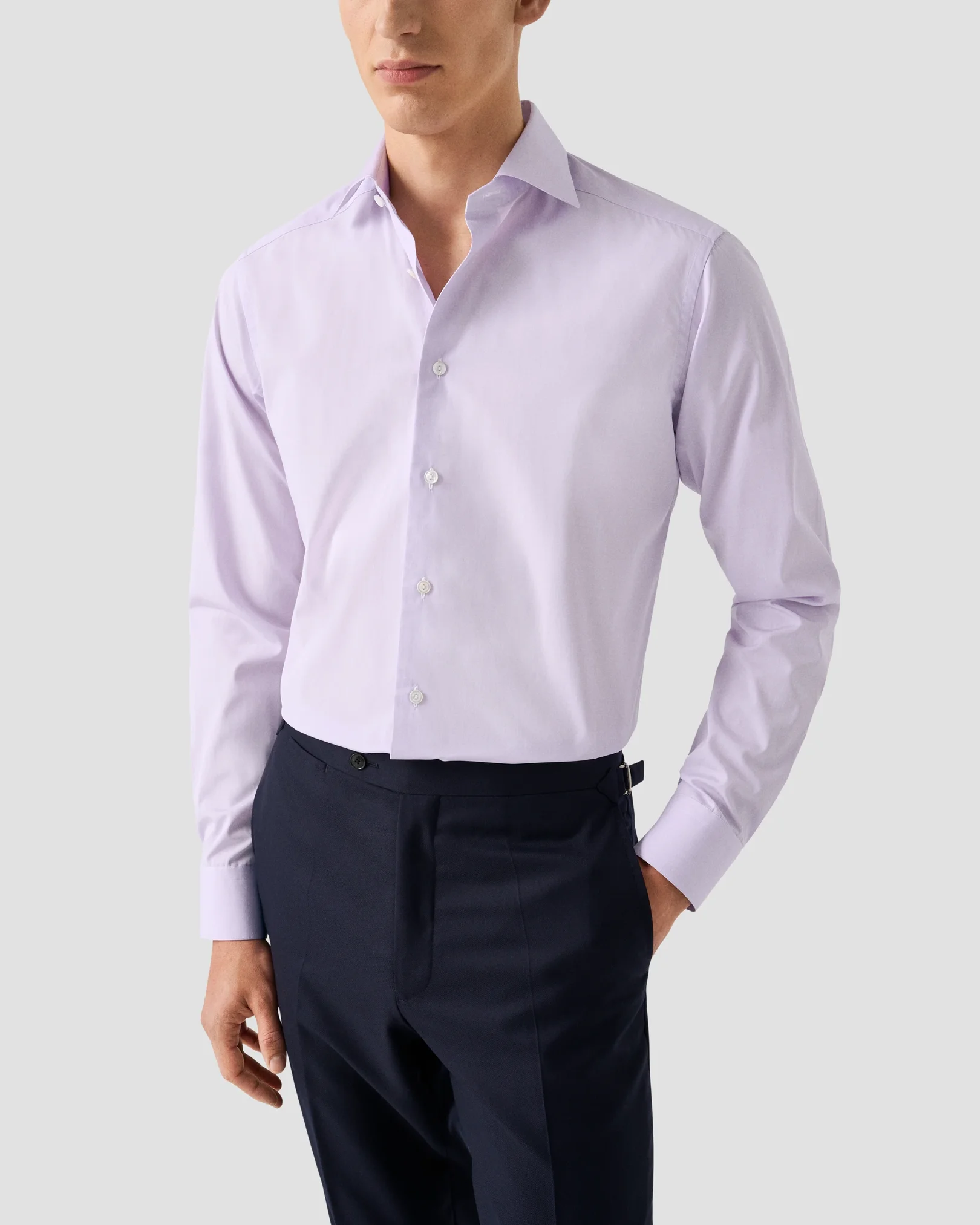 Eton - light purple fine poplin cut away collar single cuff