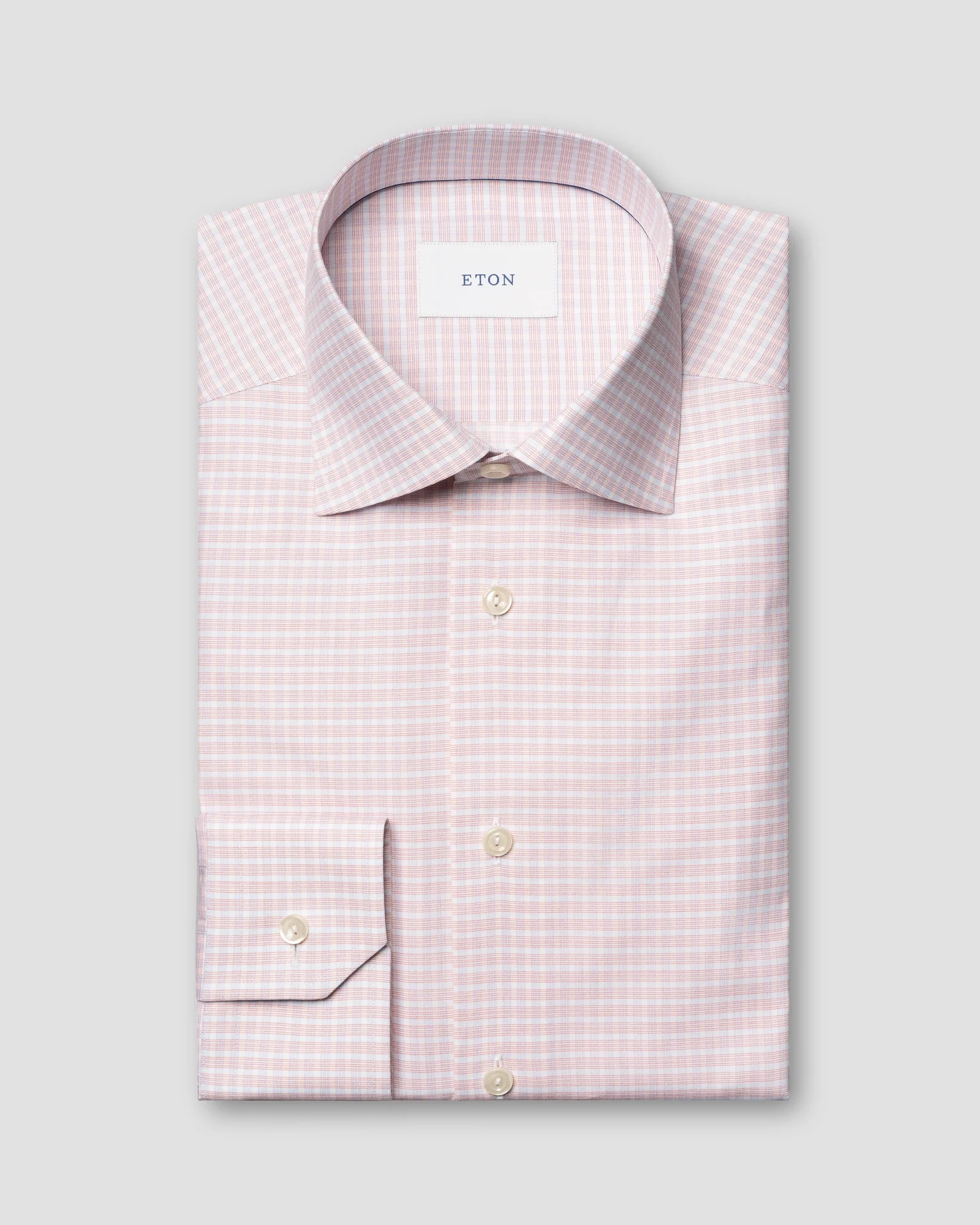 Eton - orange check fine twill shirt