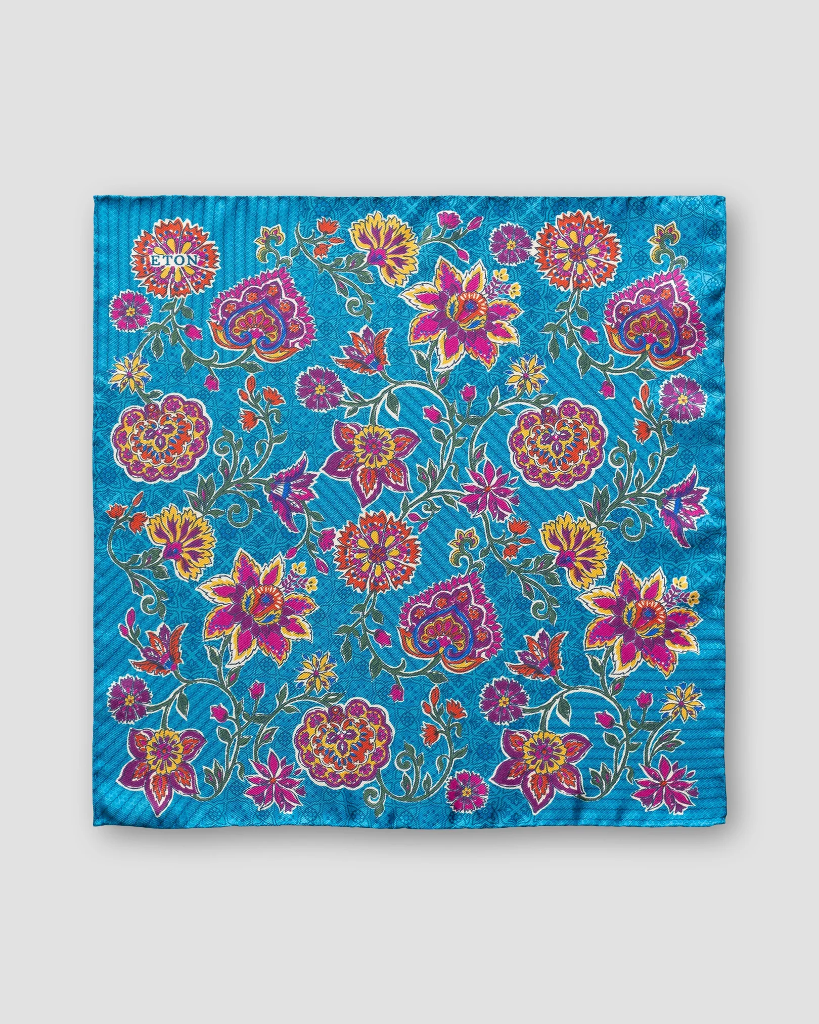 Eton - blue floral silk pocket square