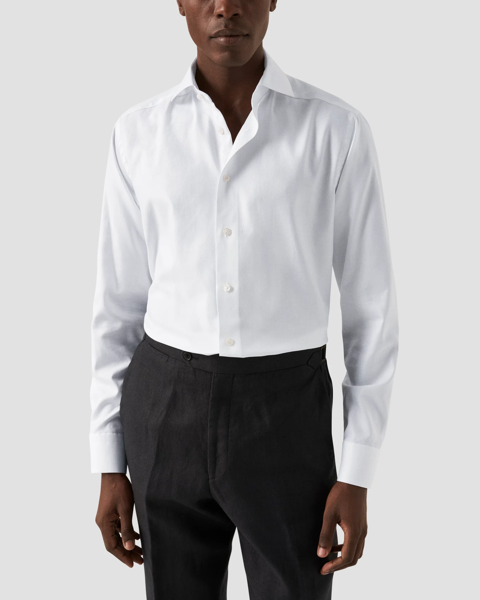 Eton - White Melange Semi Solid Fine Twill Shirt