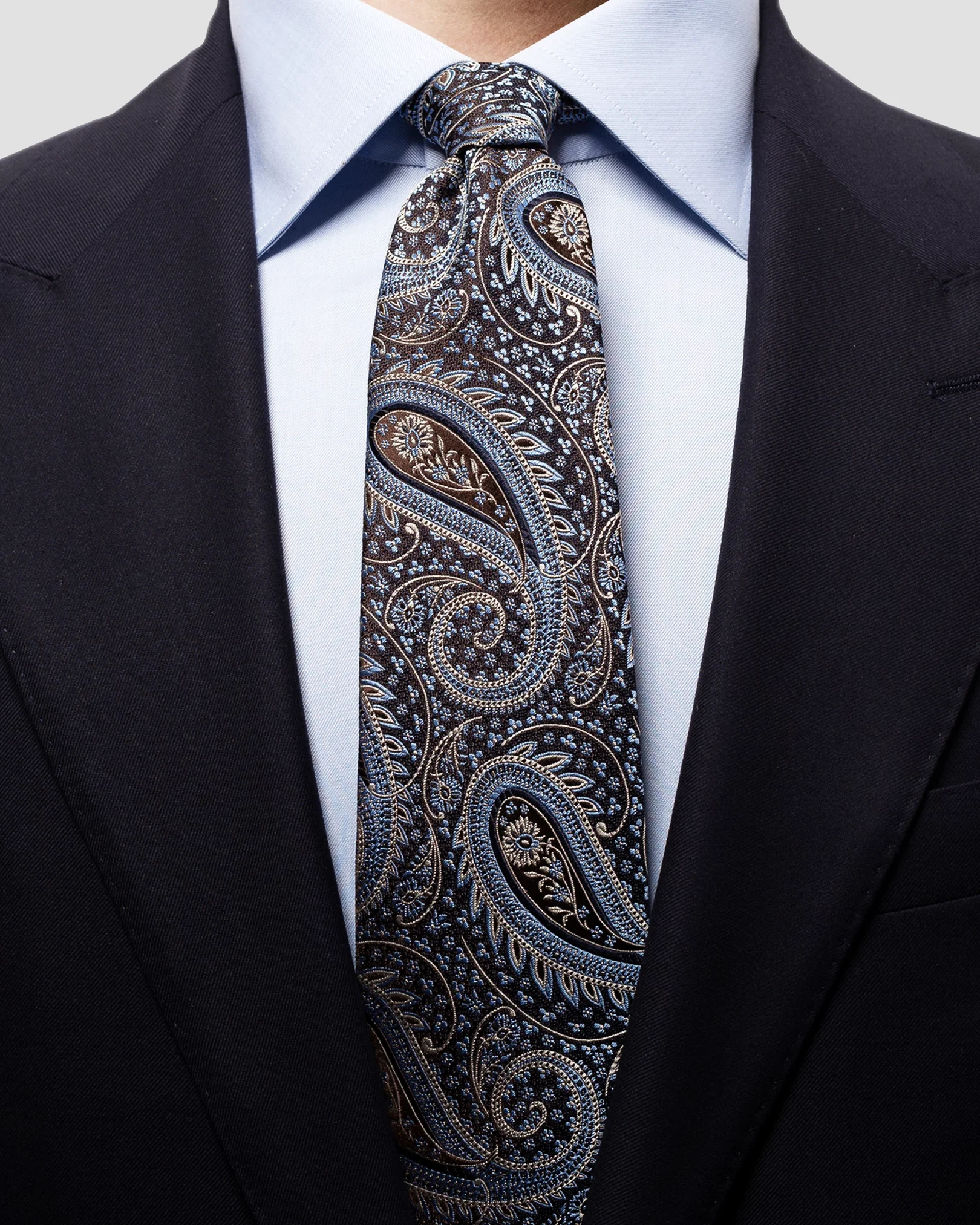 Eton - dark brown paisley tie