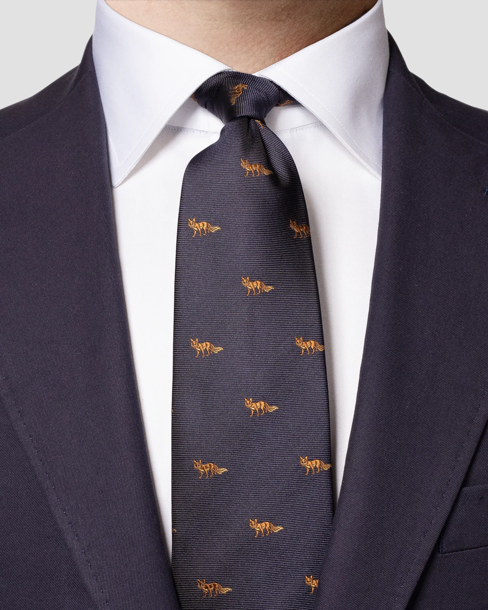 Eton - dark blue fox silk tie