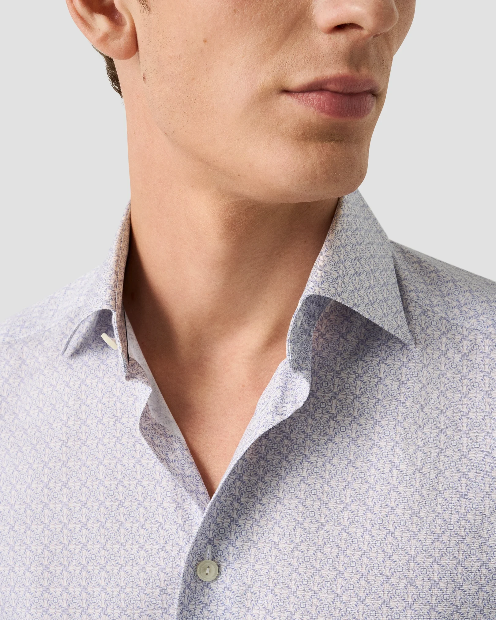 Eton - pink geometric signature twill shirt