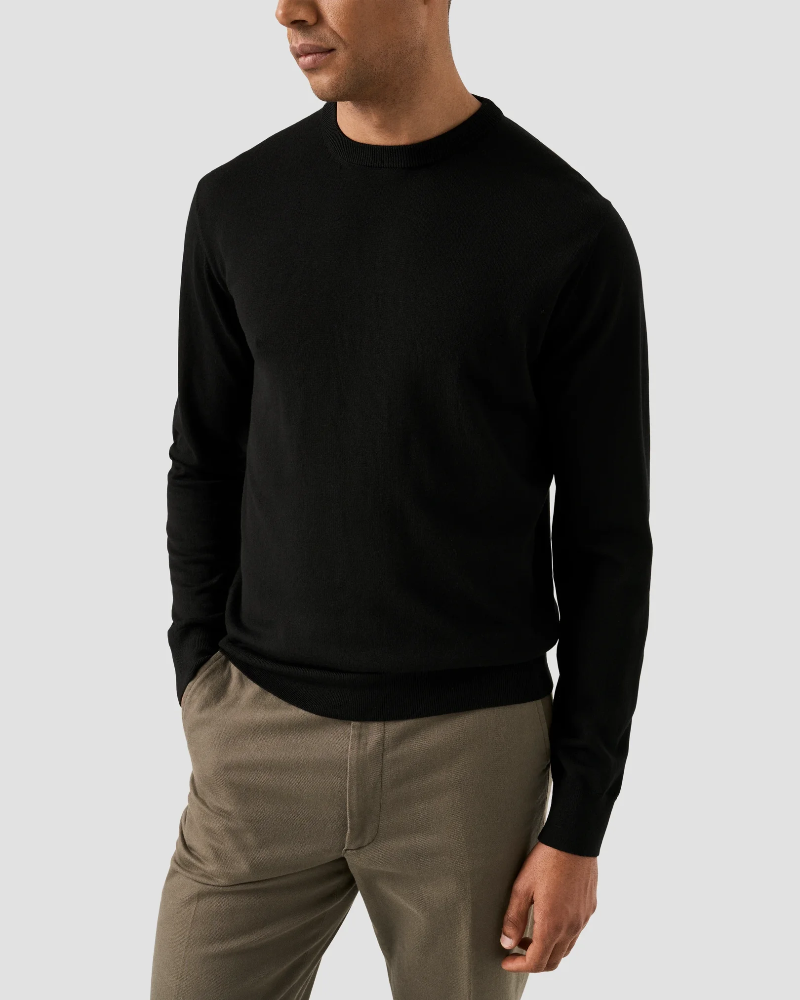 Eton - black merino 14guage knit