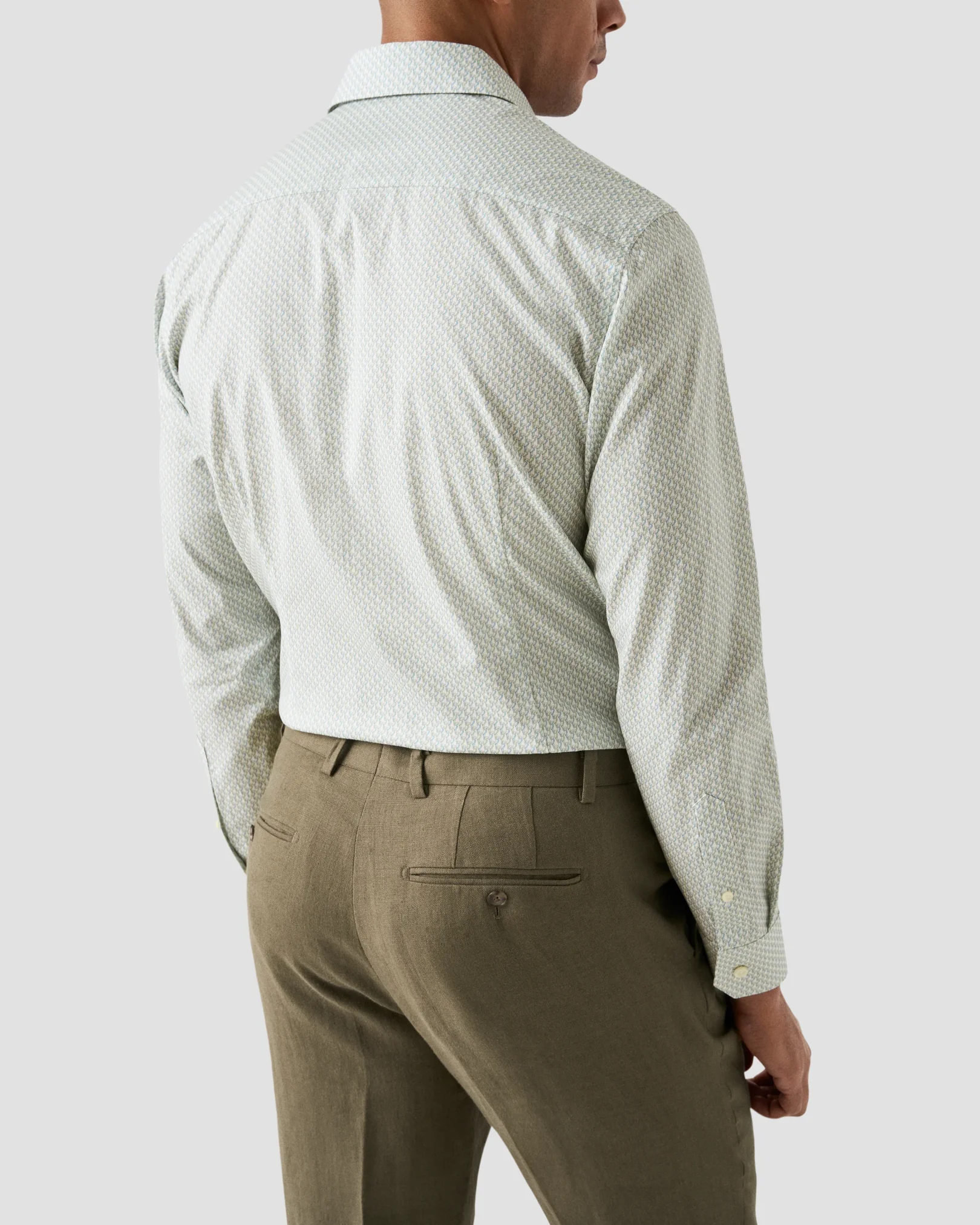 Eton - light green parrot print signature twill shirt