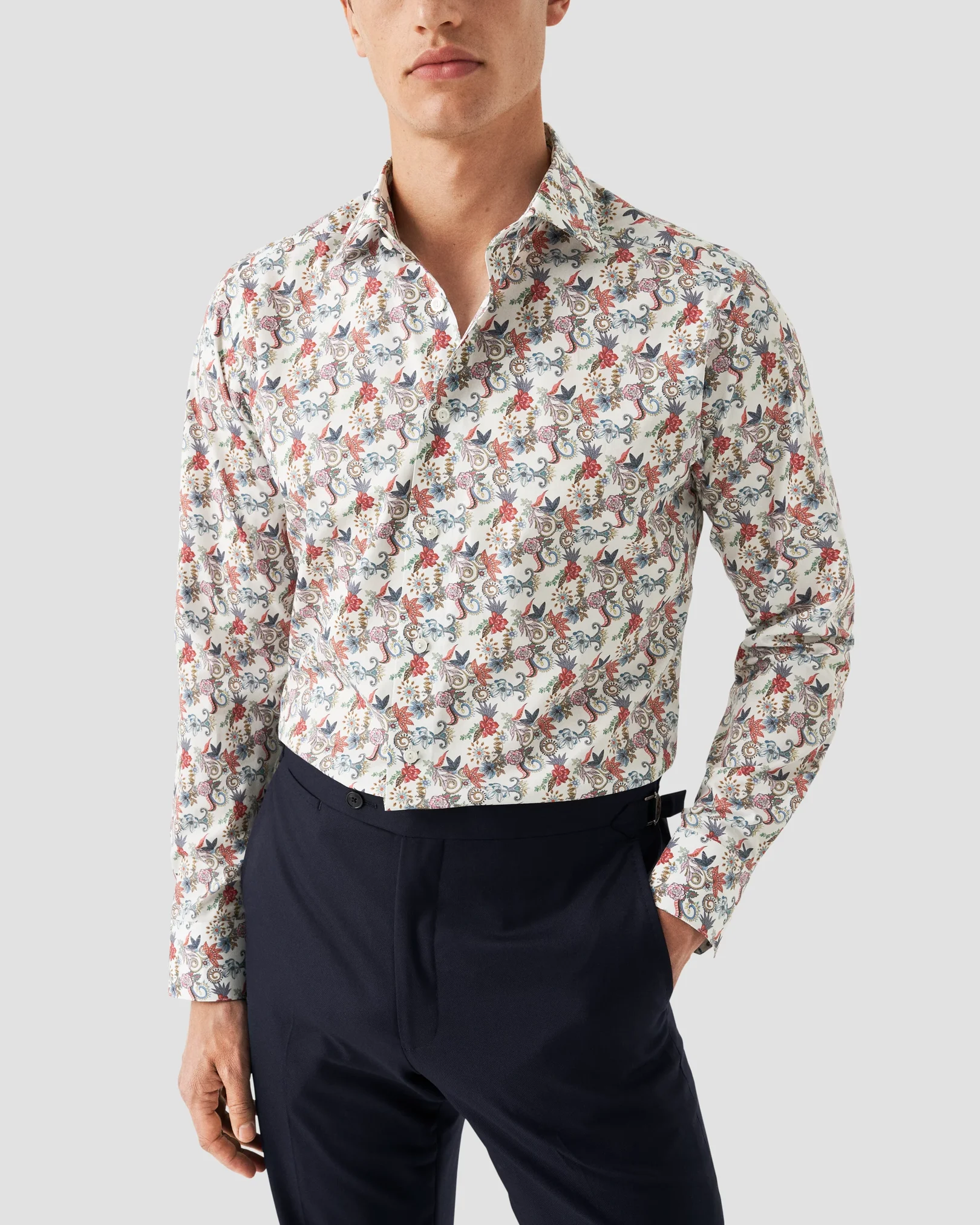 Eton - Chemise en Twill Fin à Motif Floral