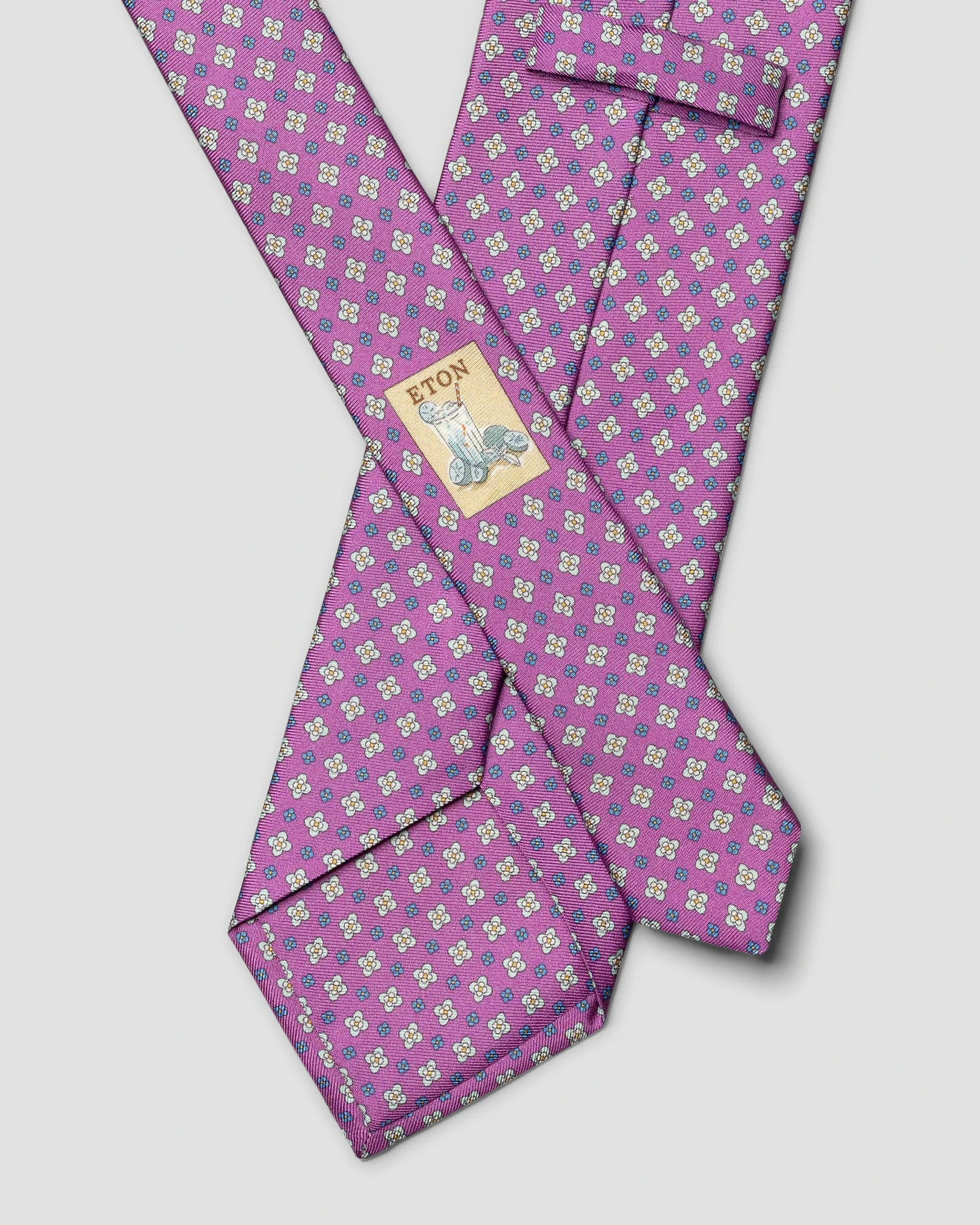 Eton - mid purple floral print silk tie