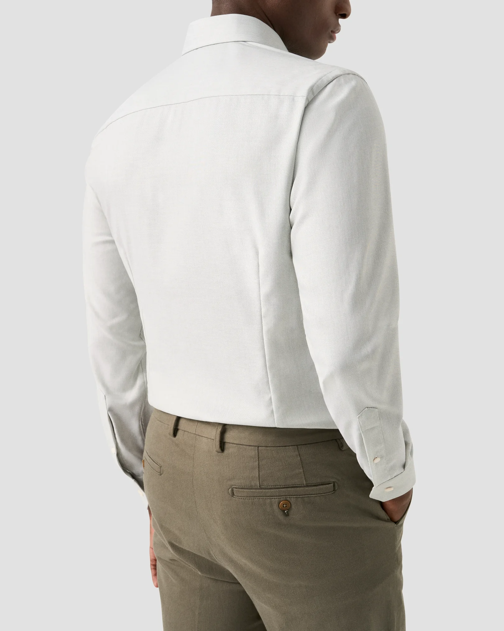 Eton - light green melange semi solid fine twill shirt