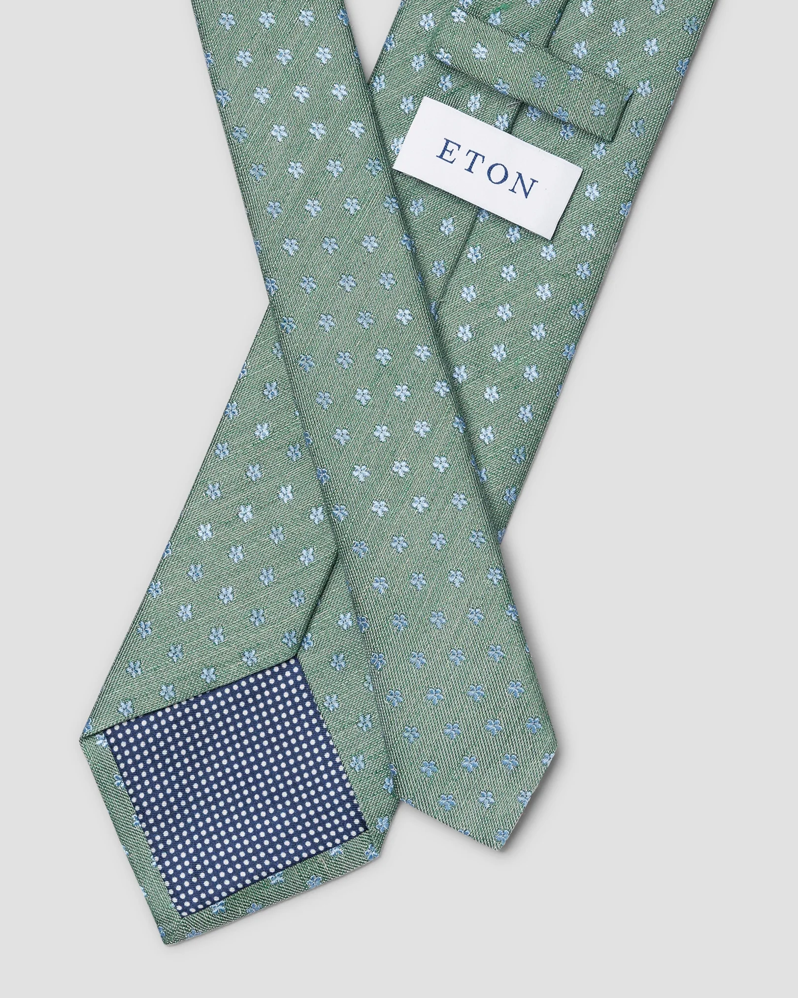 Eton - mid green floral woven silk linen tie