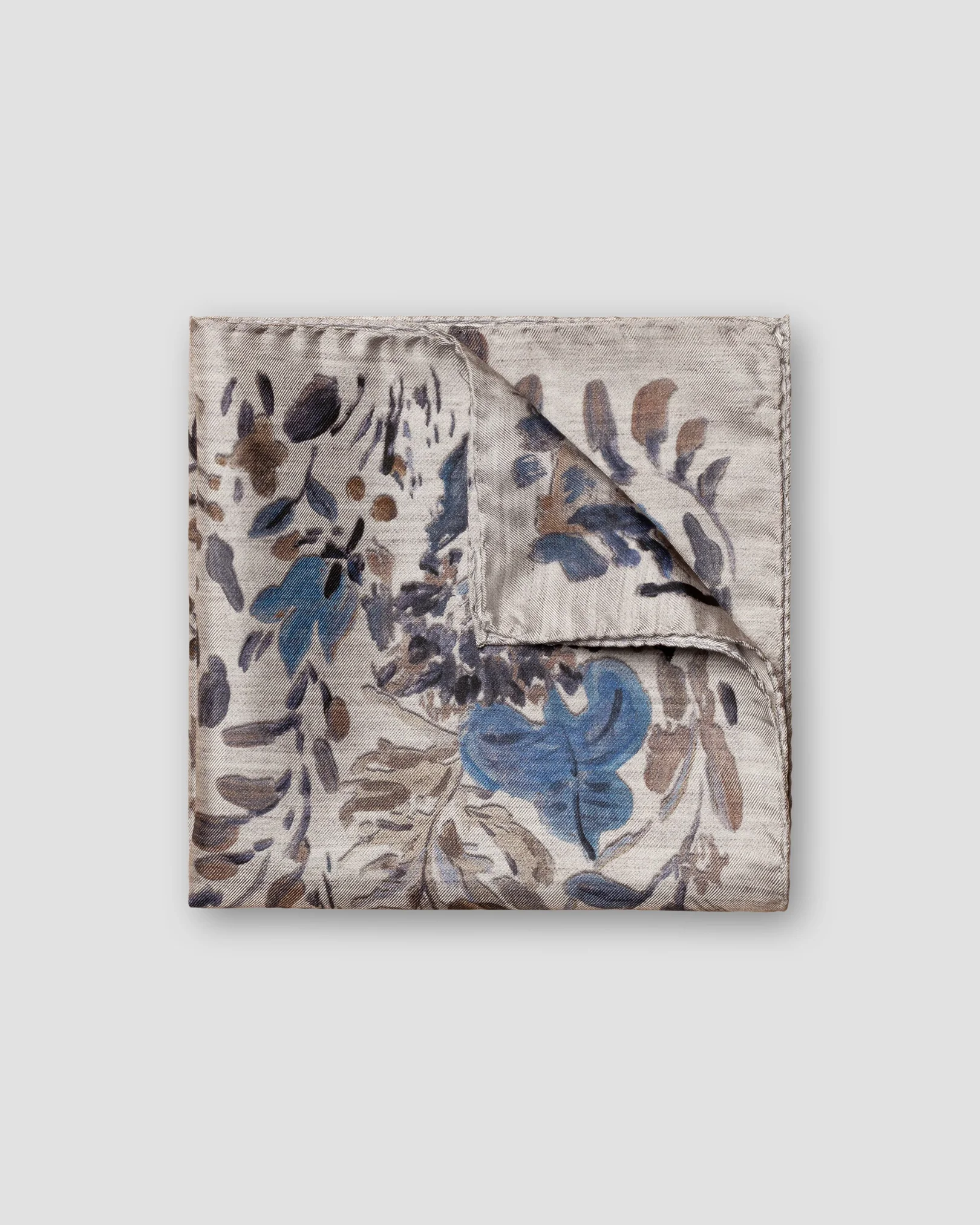 Eton - gray floral print fuji silk pocket square