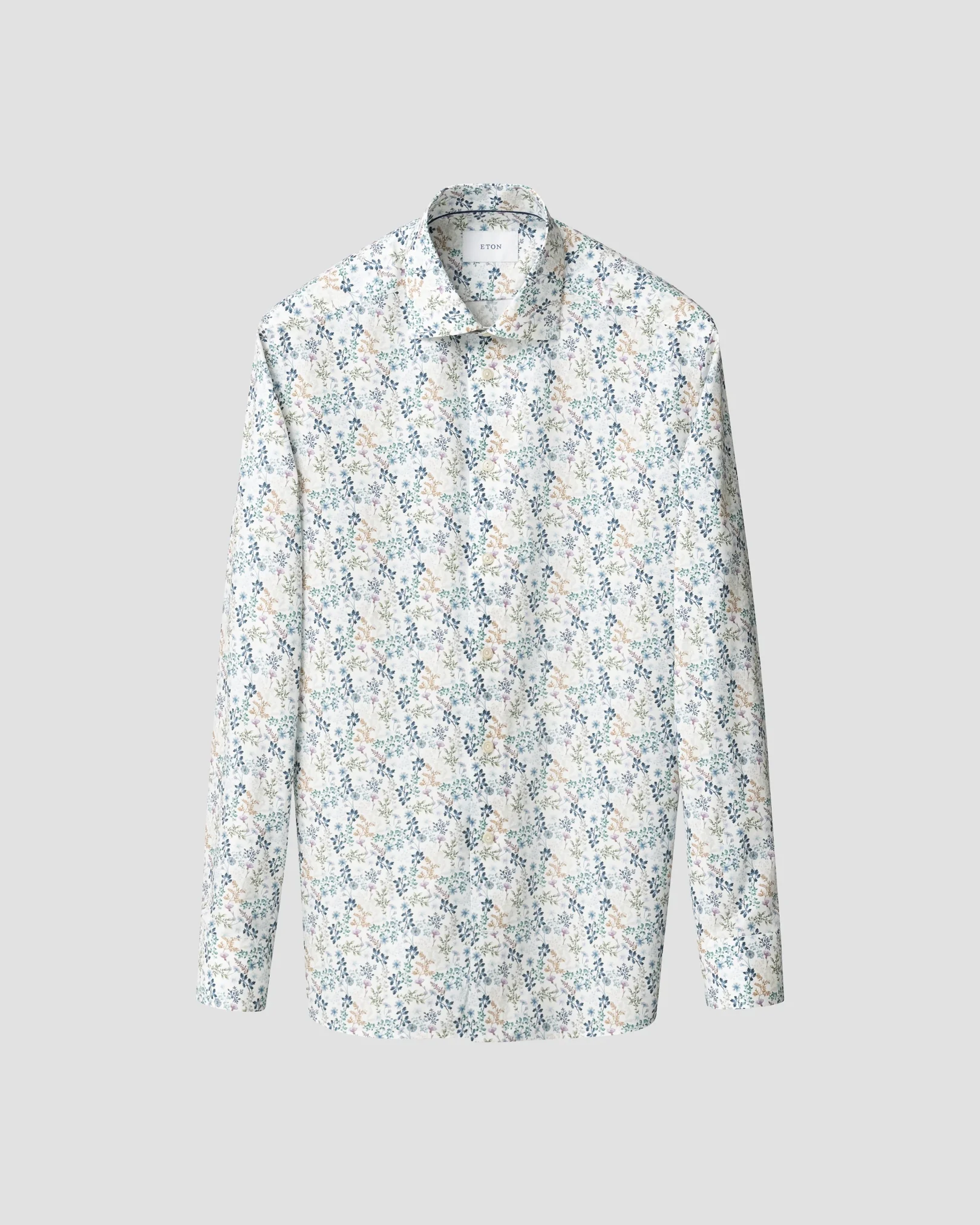 Eton - mid blue floral twill shirt