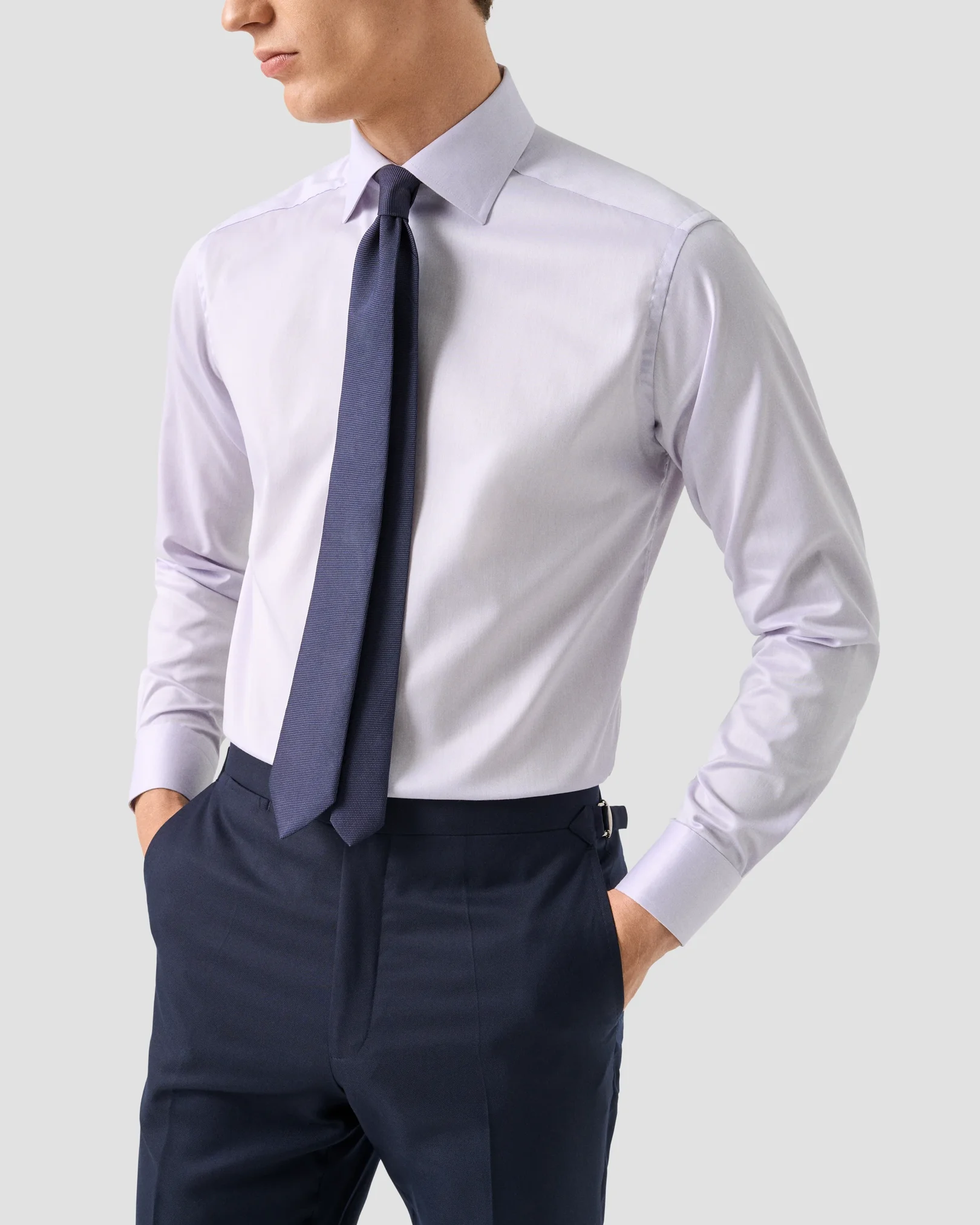 Eton - mid purple solid signature twill shirt