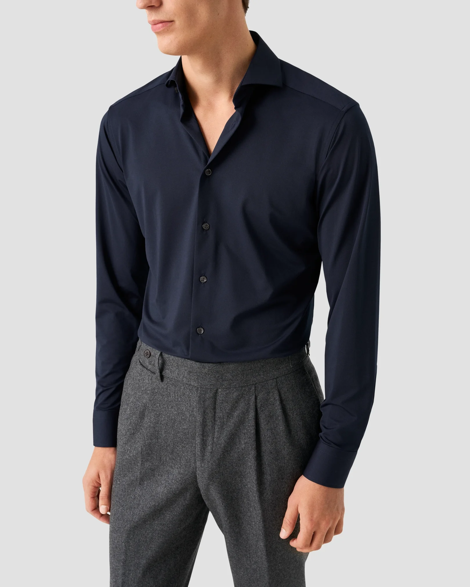 Eton - navy blue 4 way stretch shirt