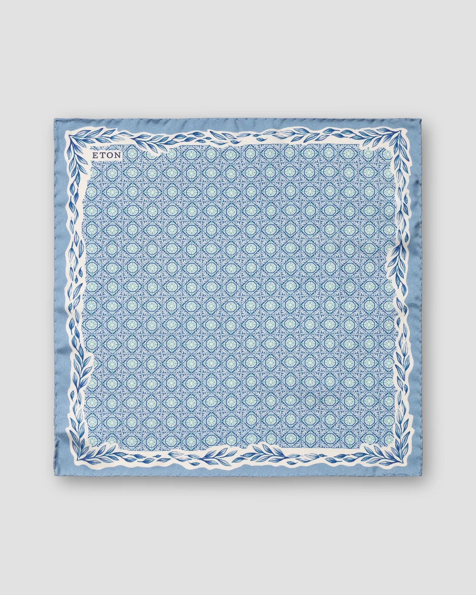 Eton - blue geometric silk pocket square