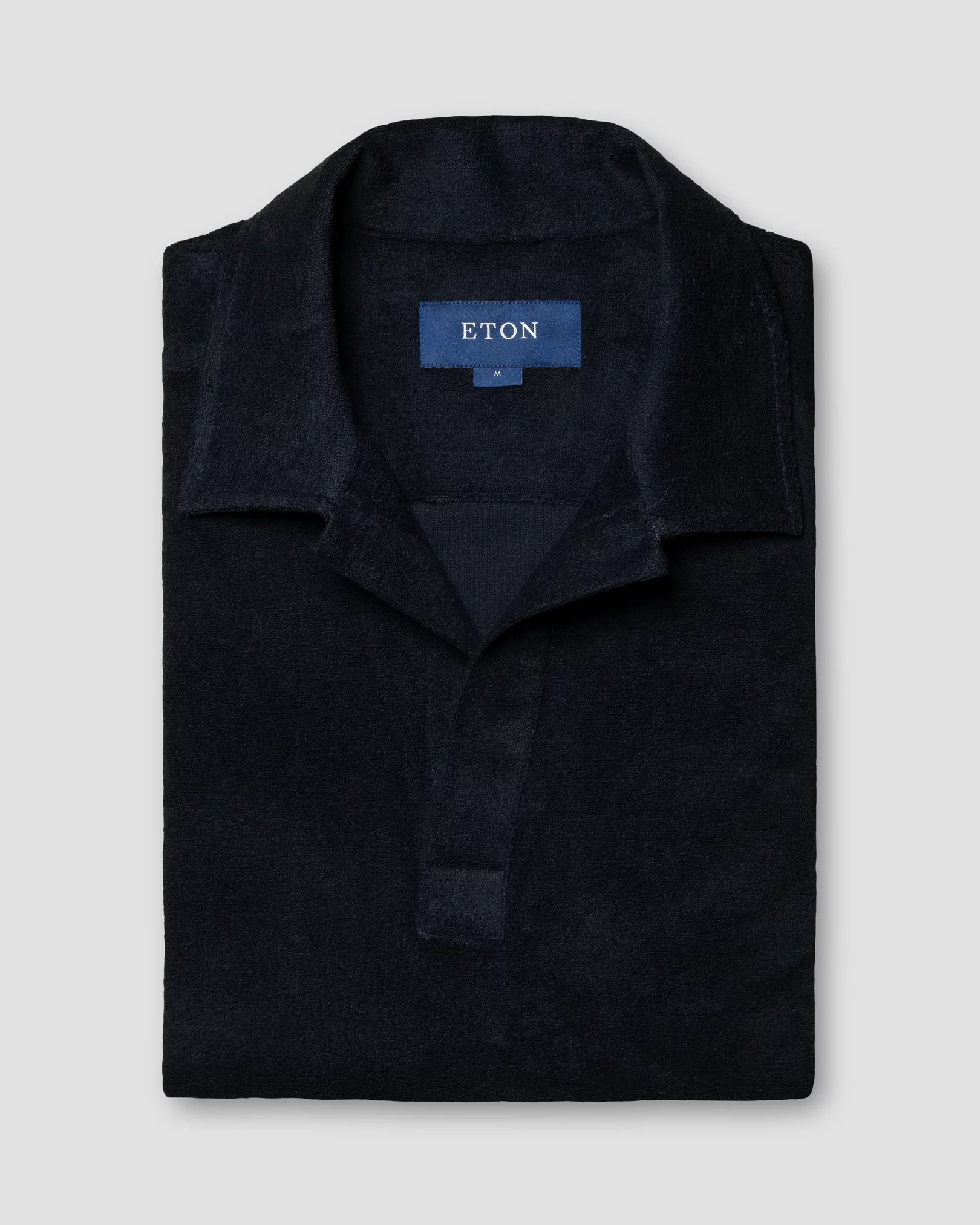 Eton - dark blue jerseyterryfrotte open collar short terry slim jersey