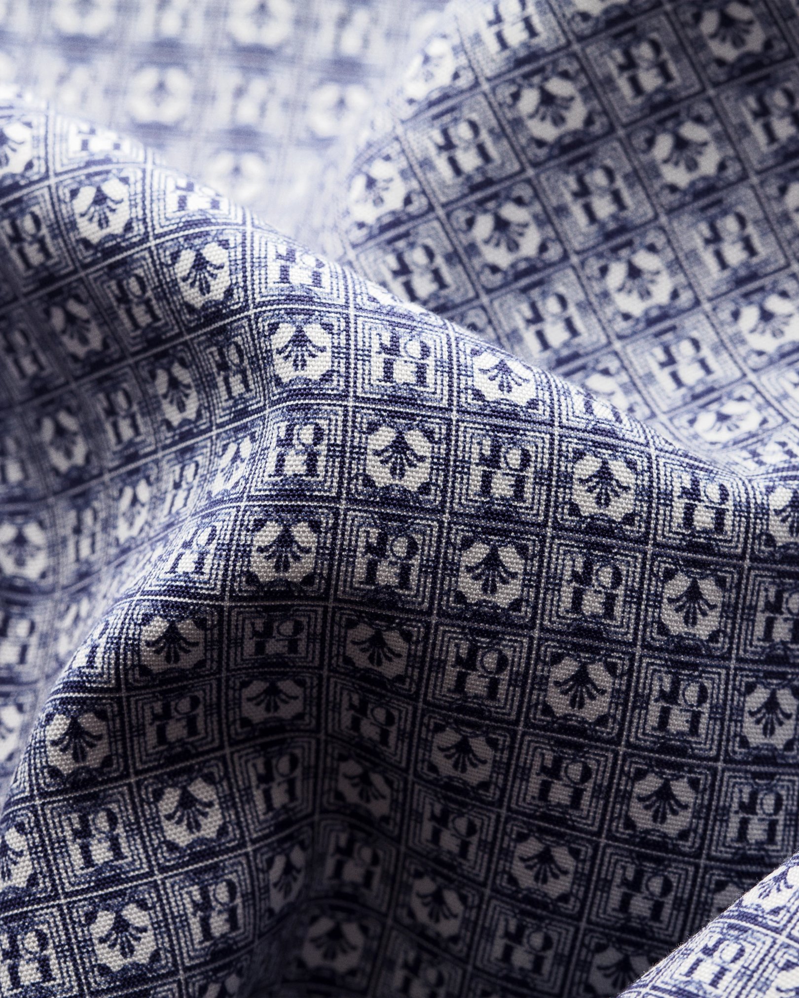 Eton - art deco logo print poplin shirt