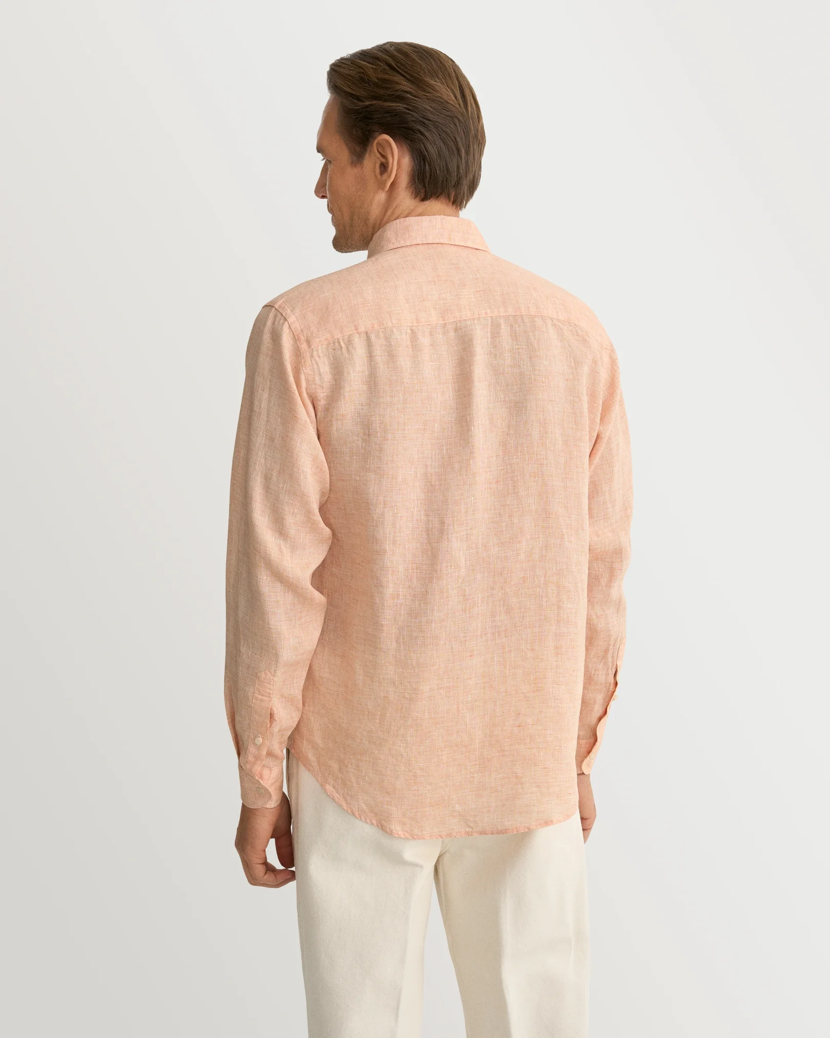 Eton - orange solid linen shirt 261