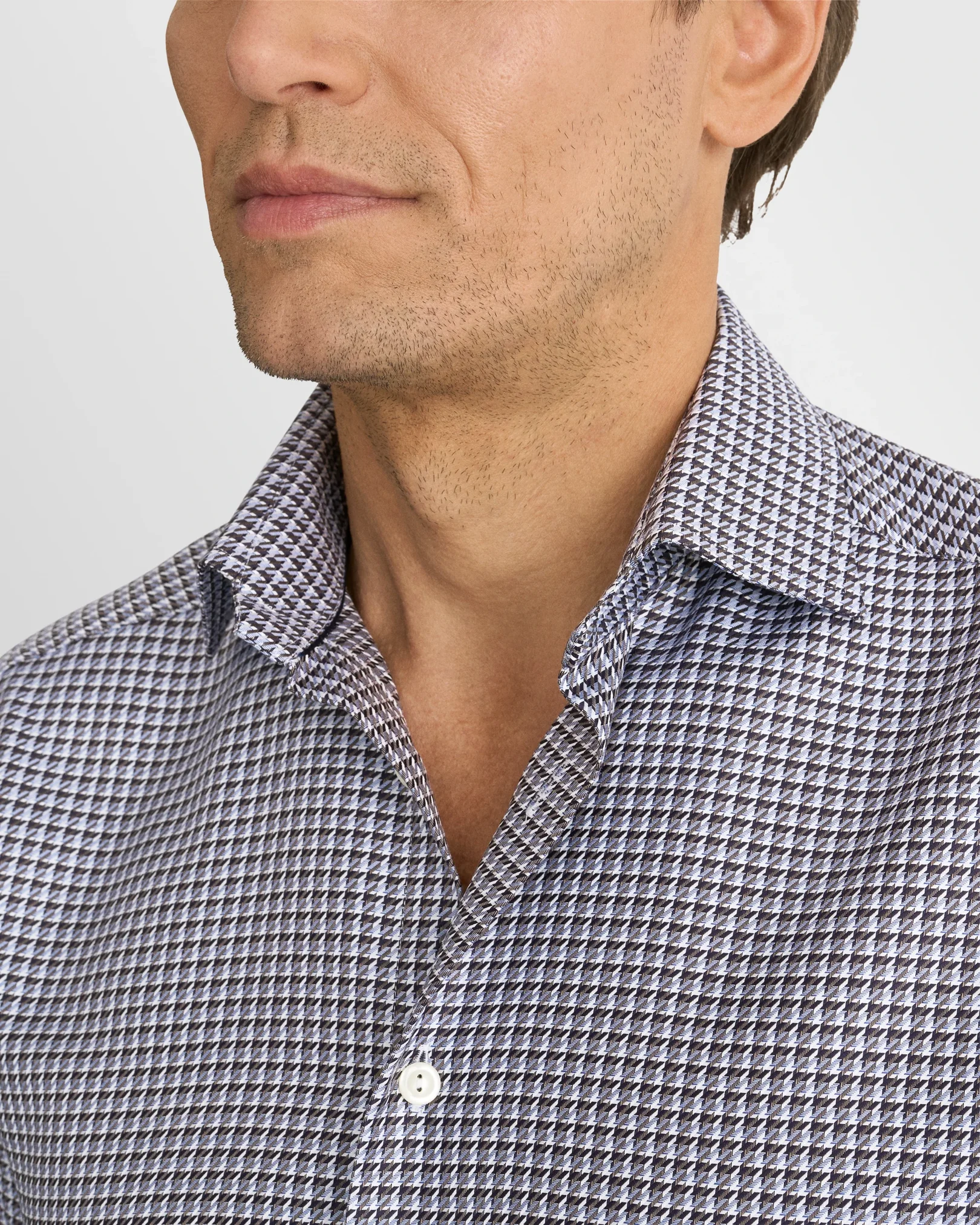 Eton - dark blue check king twill shirt