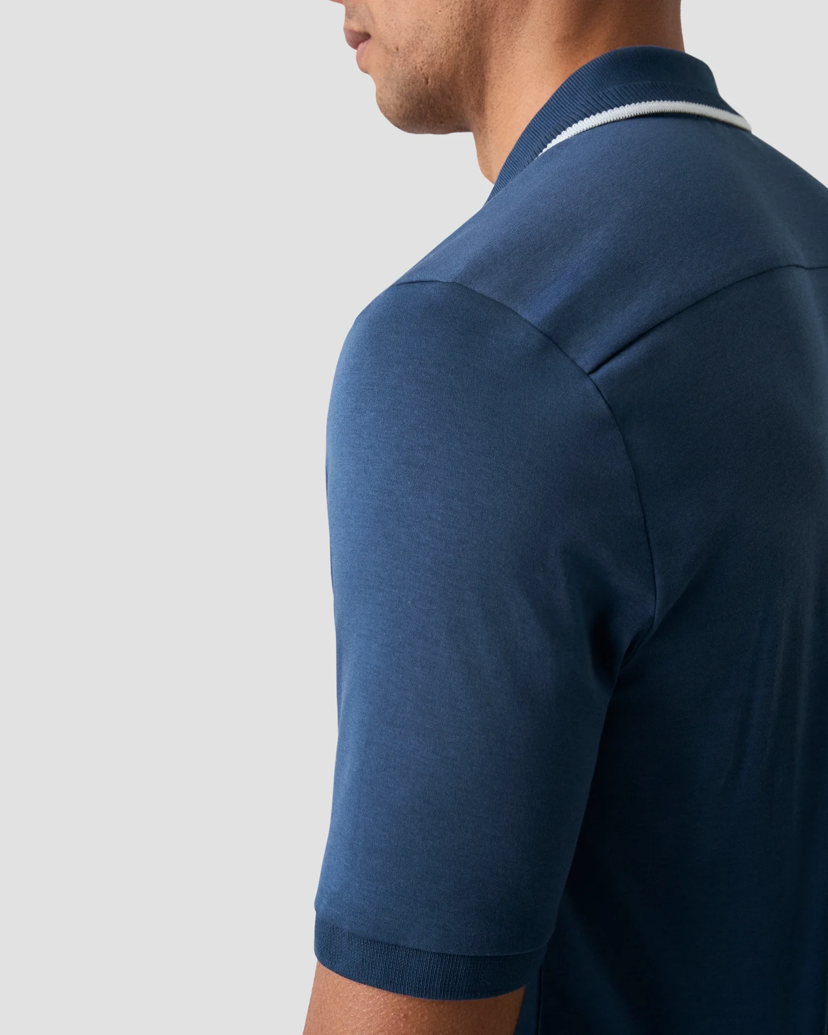 Eton - dark blue cotton interlock polo shirt