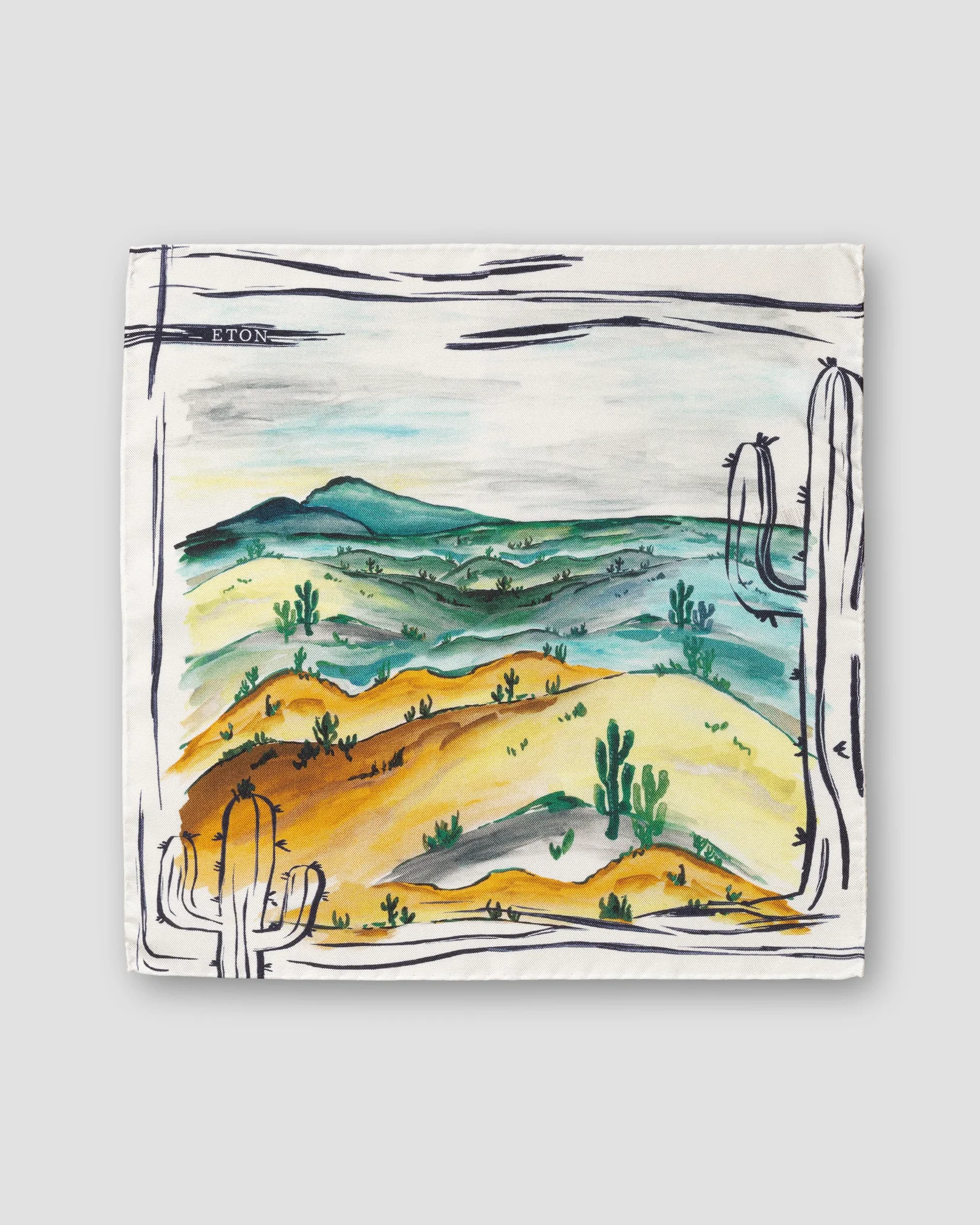 Eton - blue desert print silk pocket square