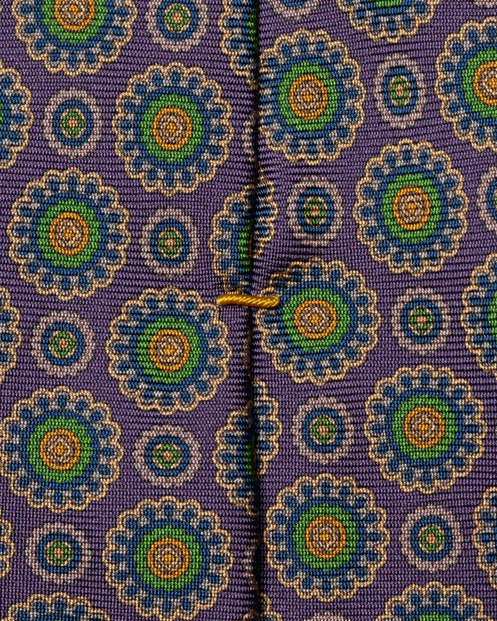 Eton - medallion print silk tie dark purple