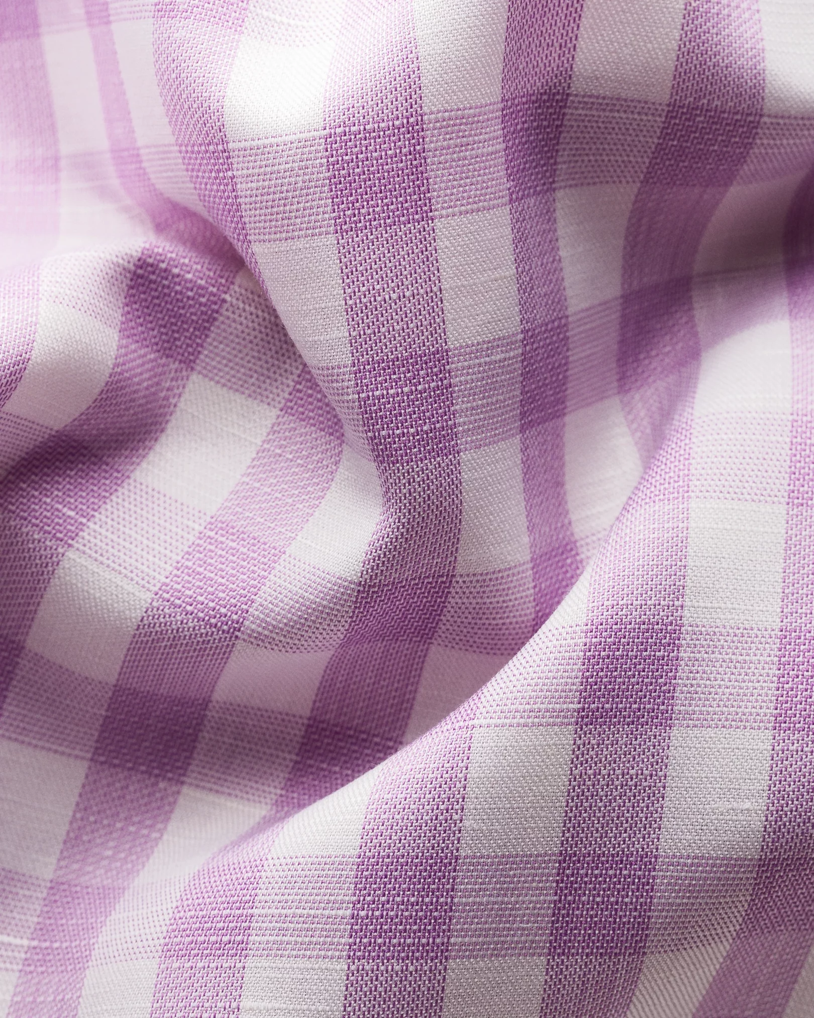 Eton - purple gingham cotton linen shirt