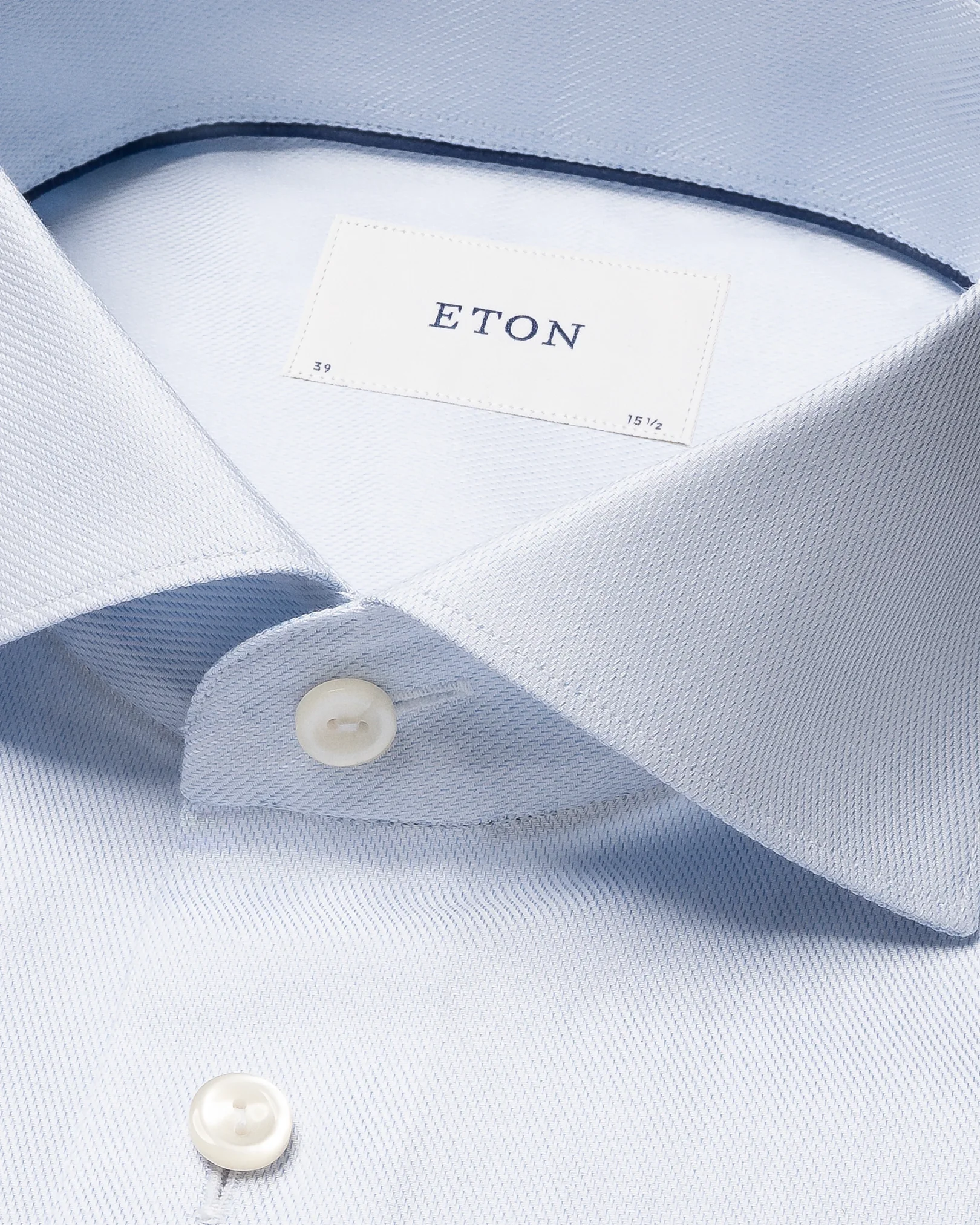 Eton - light blue twill wide spread collar