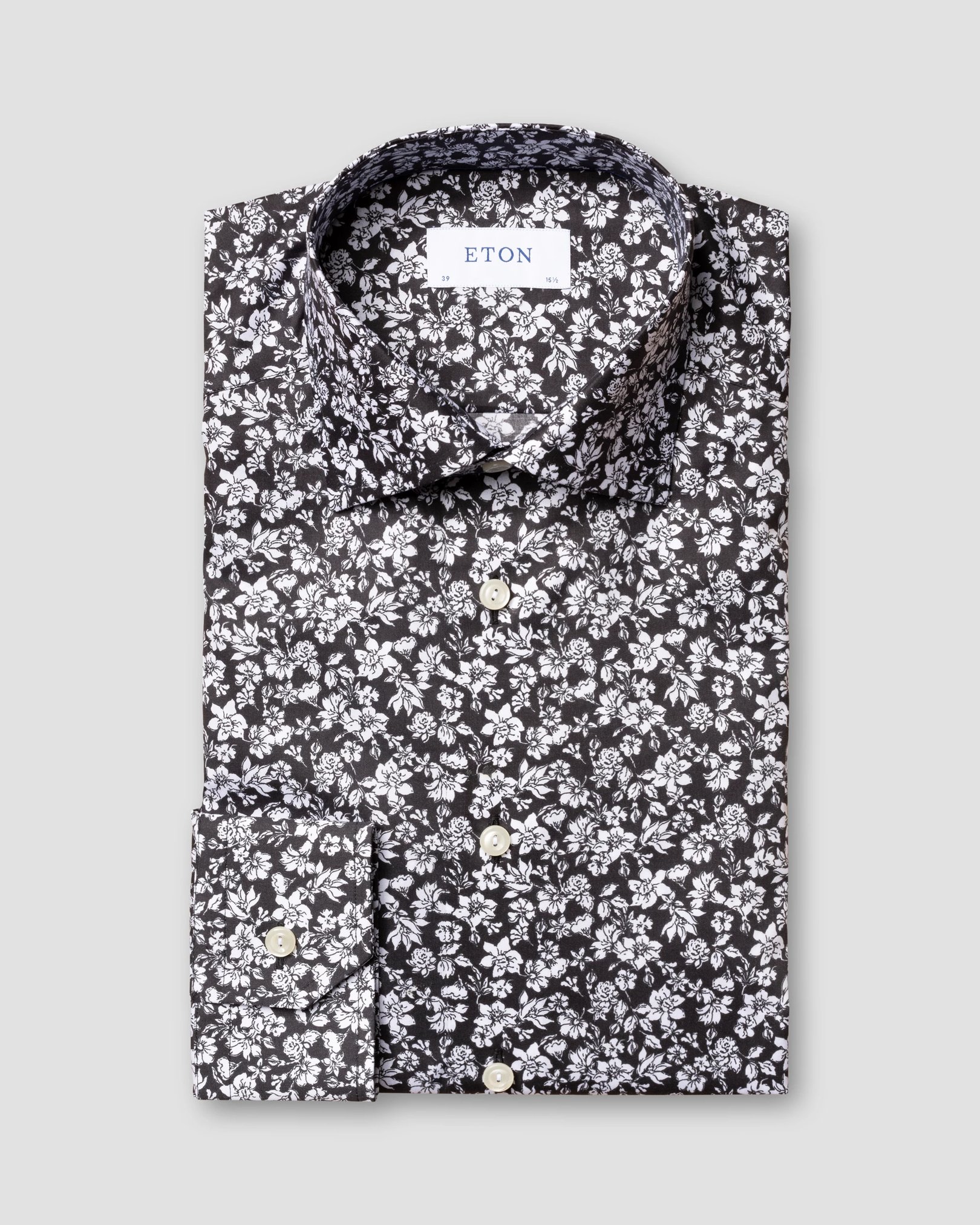 Eton - black white flowers shirt