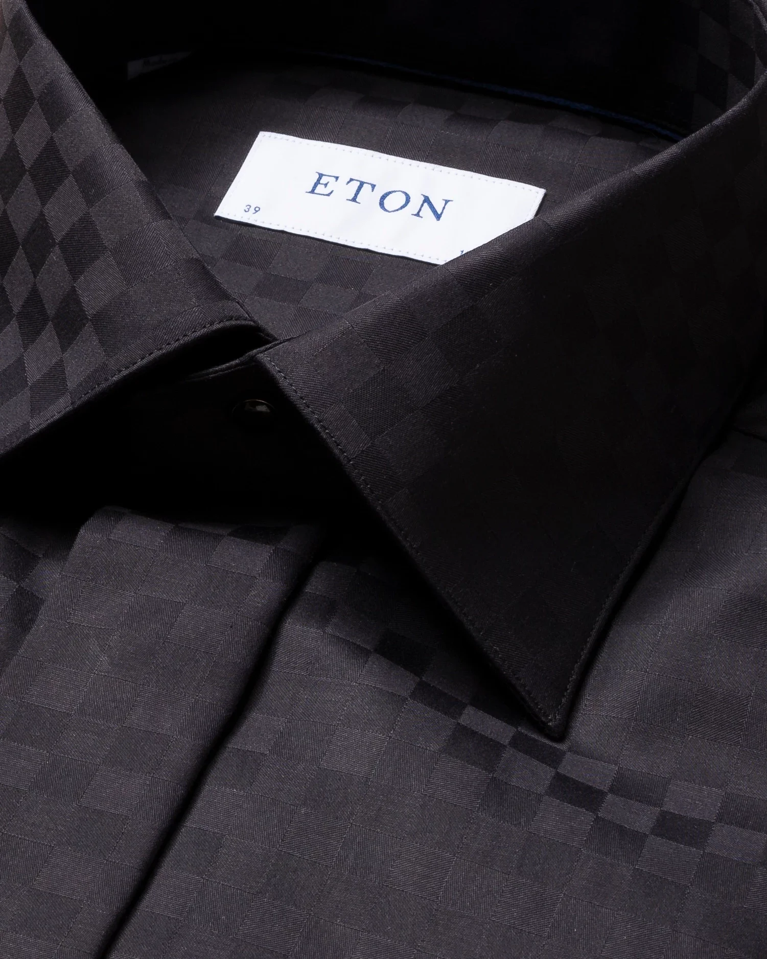 Eton - black chessboard check evening shirt