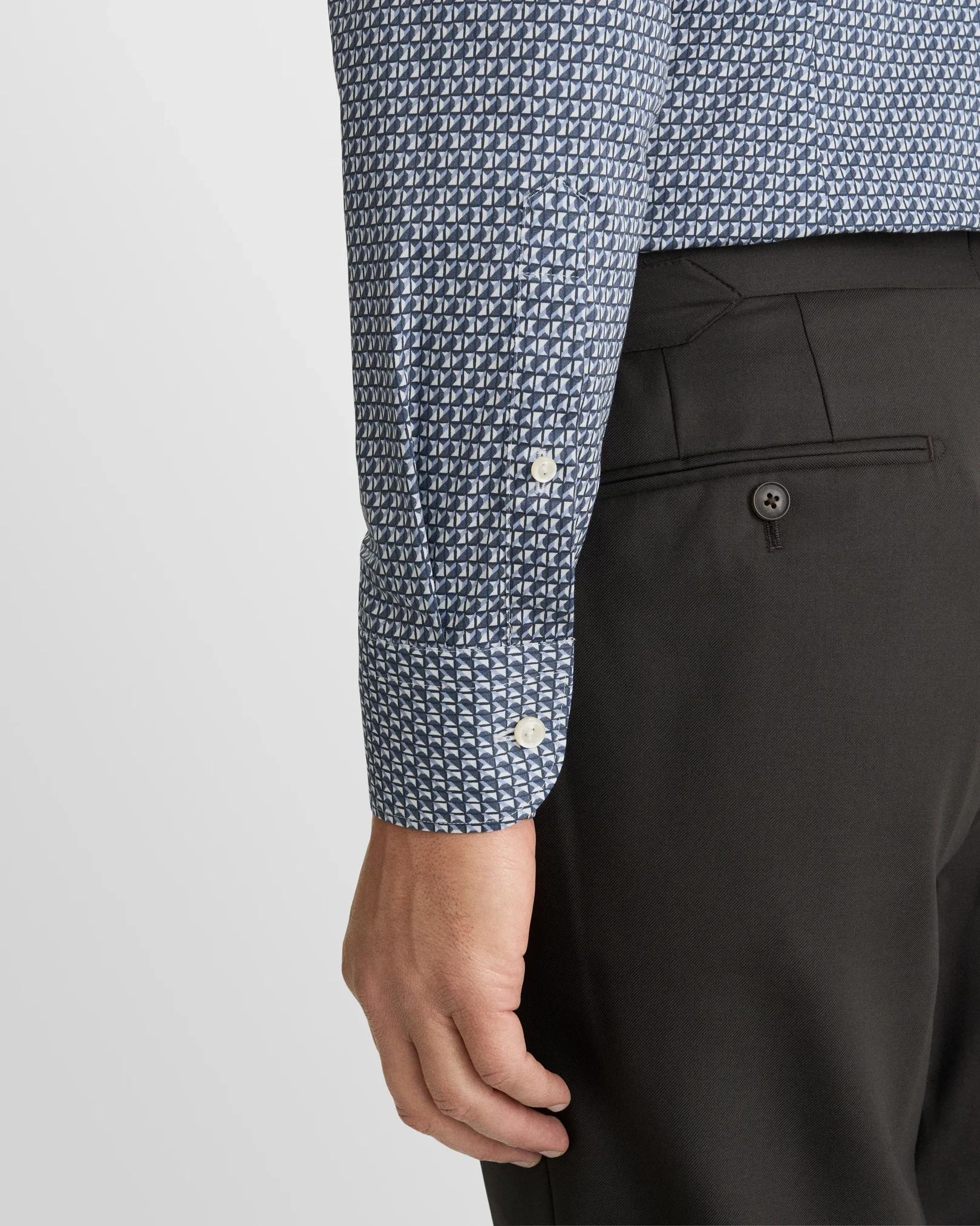 Eton - dark blue geometric signature twill shirt wide spread 266