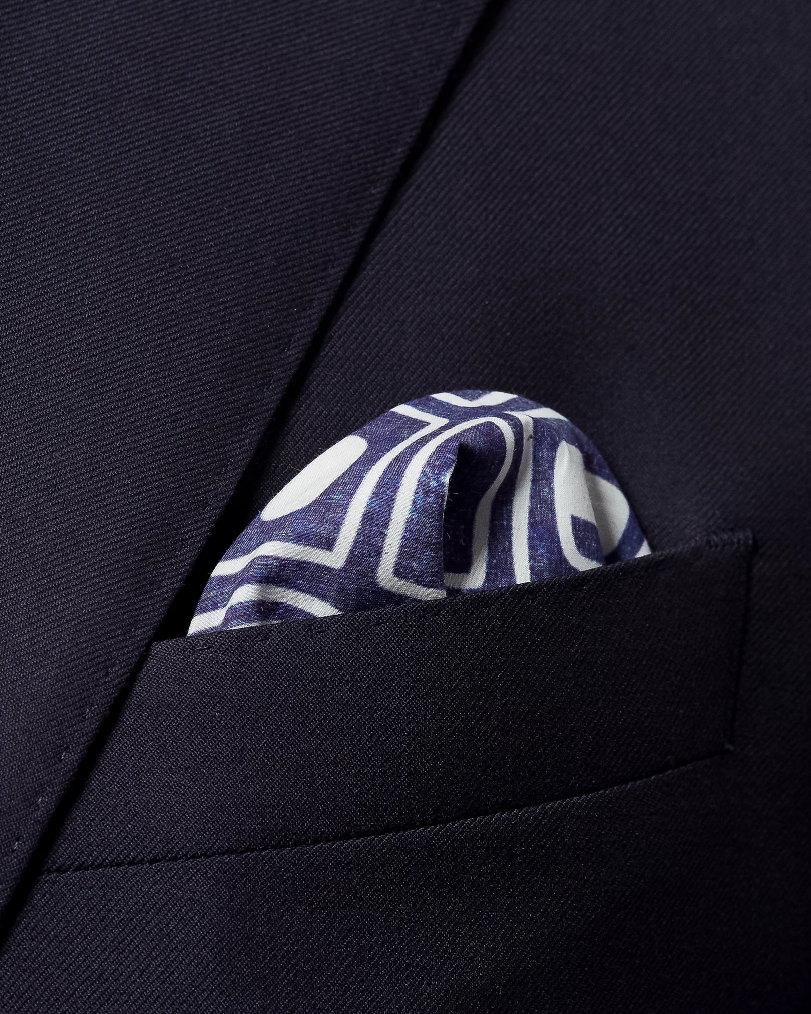 Eton - blue block print pocket square