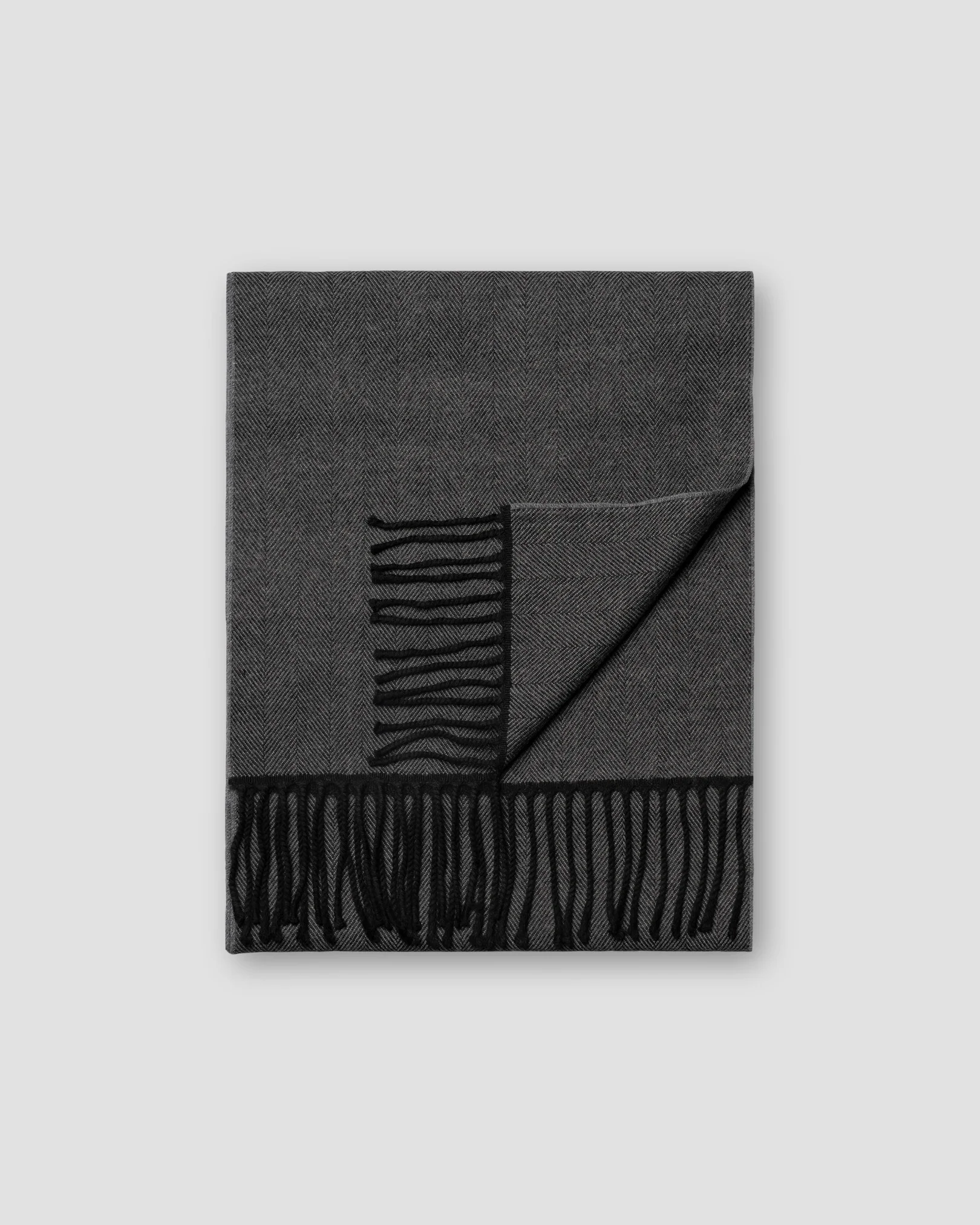Eton - herringbone merino wool scarf black