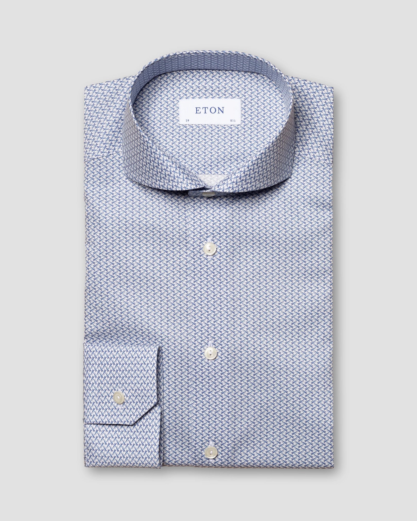 Eton - blue bird print signature twill shirt