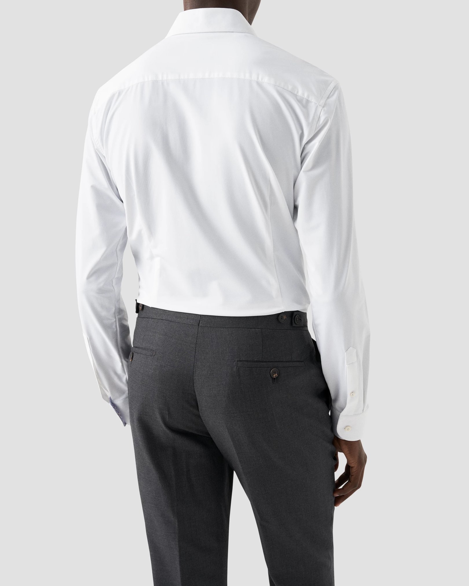 Eton - white four way stretch contrast collar