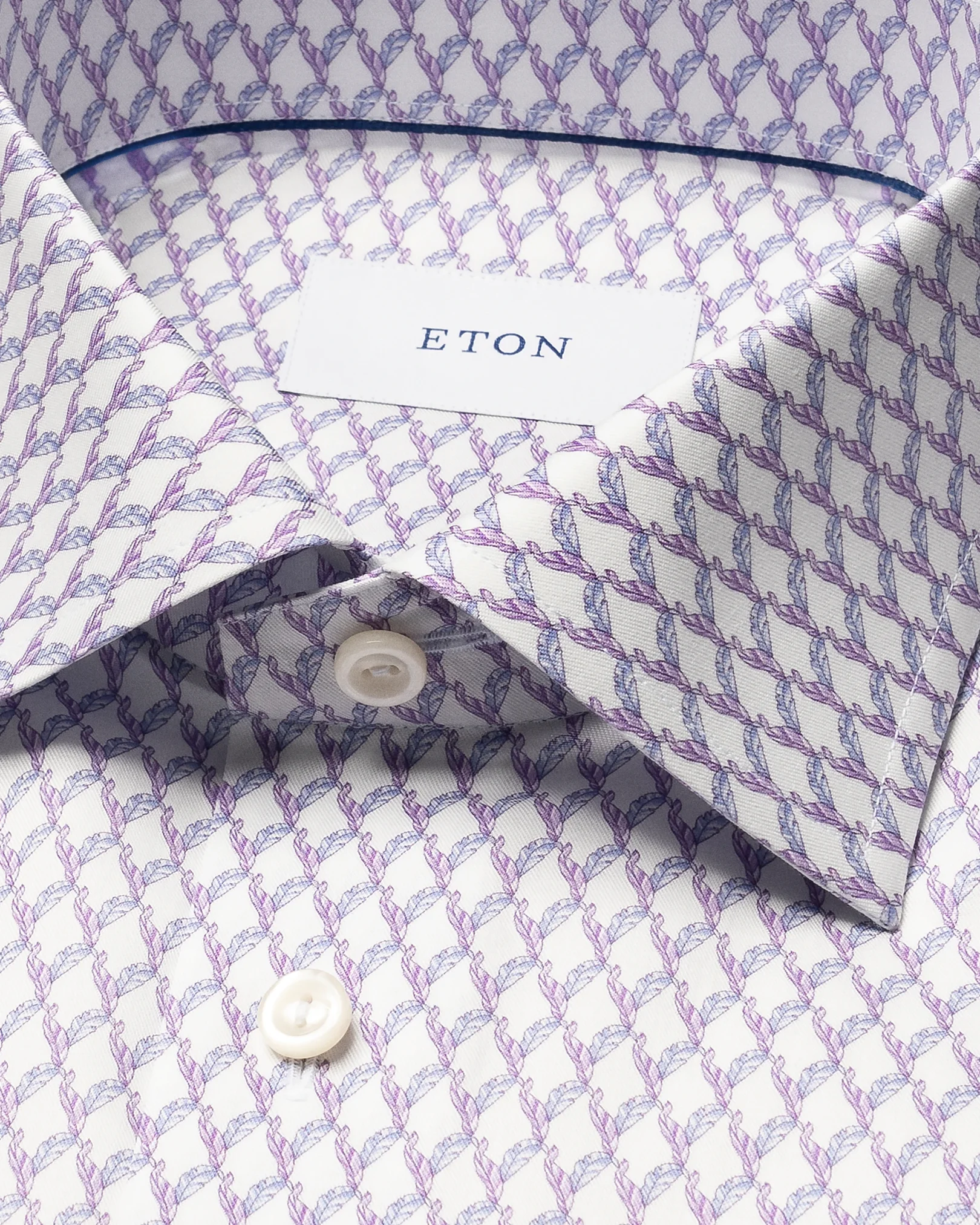 Eton - light purple motif signature twill shirt