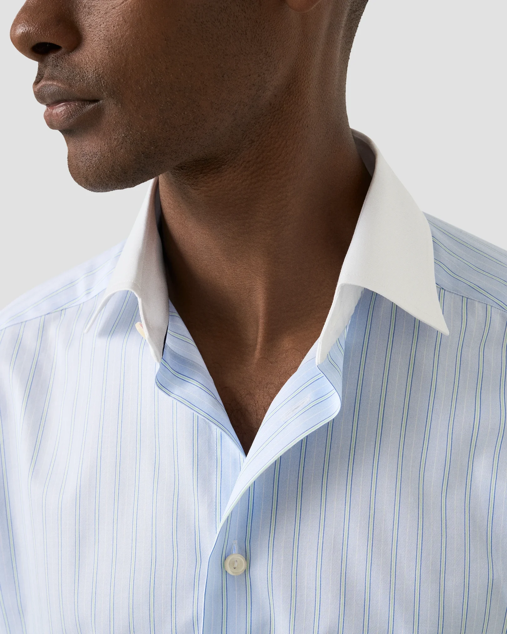 Eton - Striped White Collar Signature Twill Shirt