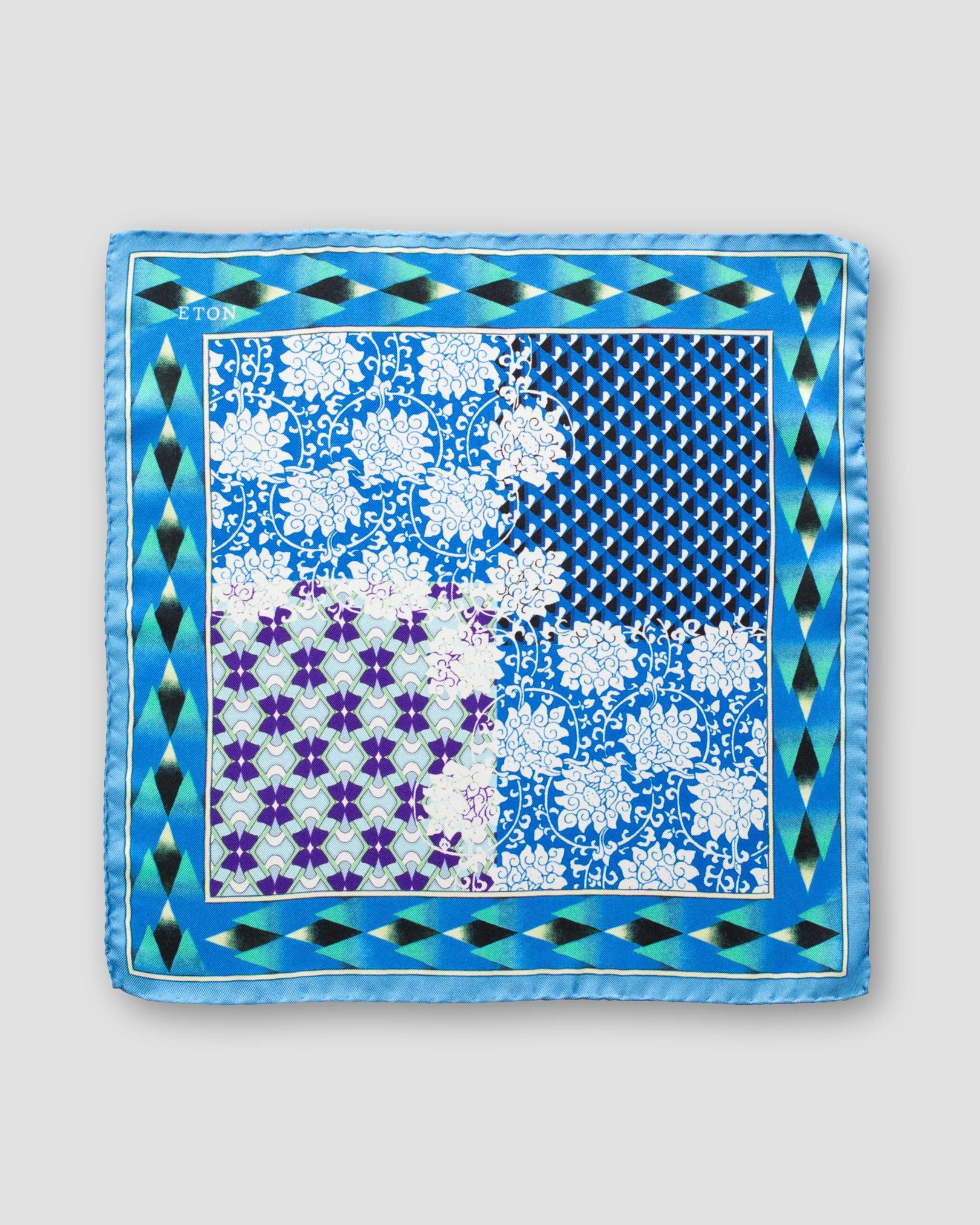 Eton - blue patchwork pocket square