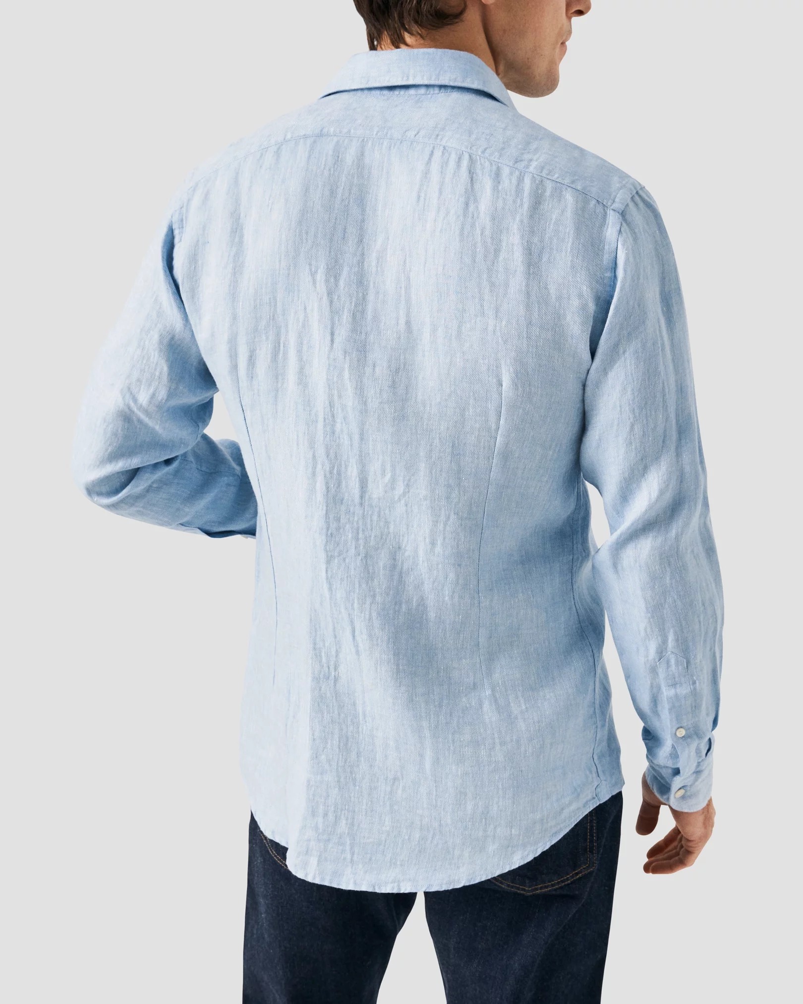 Eton - dark blue linen wide spread shirt