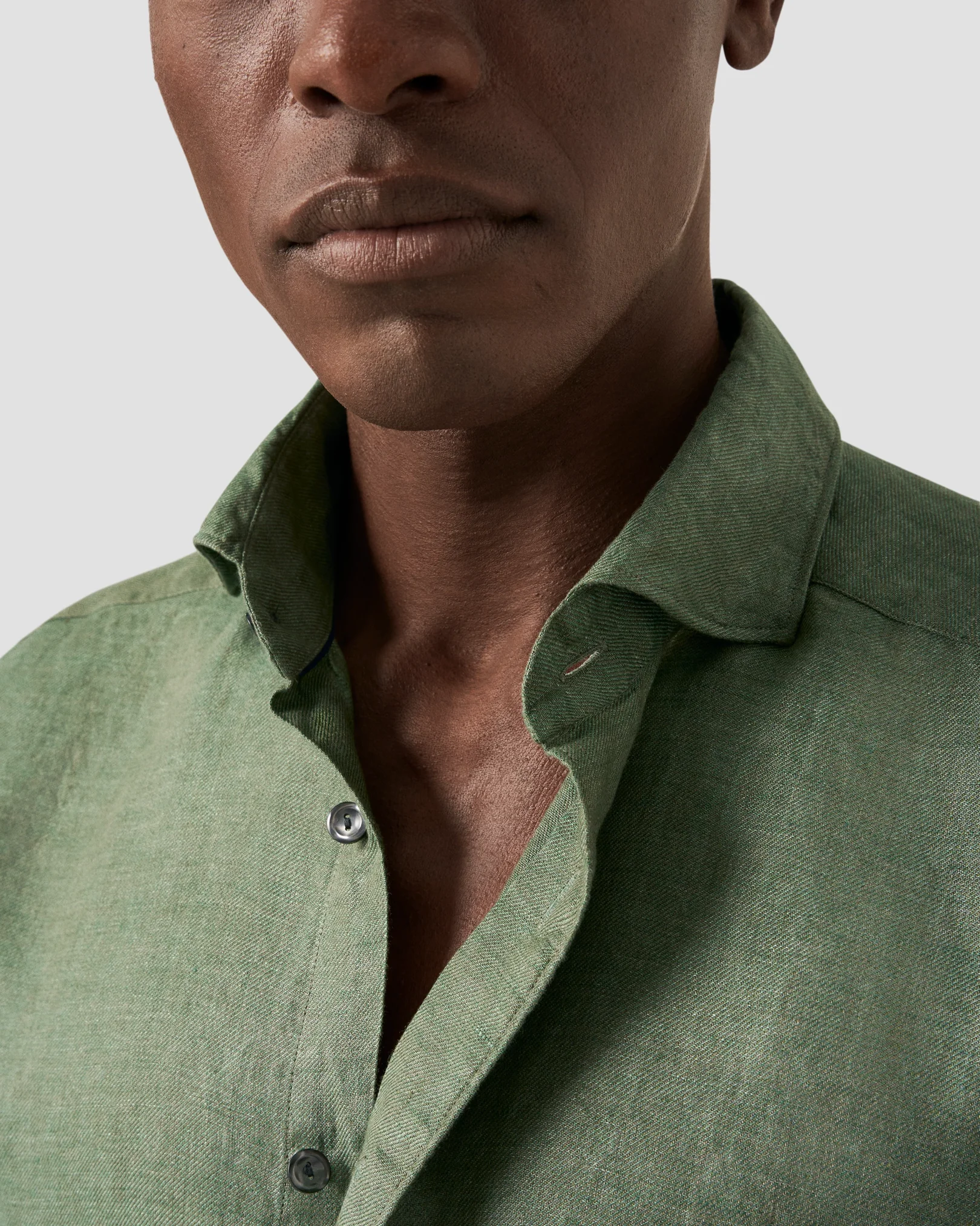 Eton - widespread green linen shirt