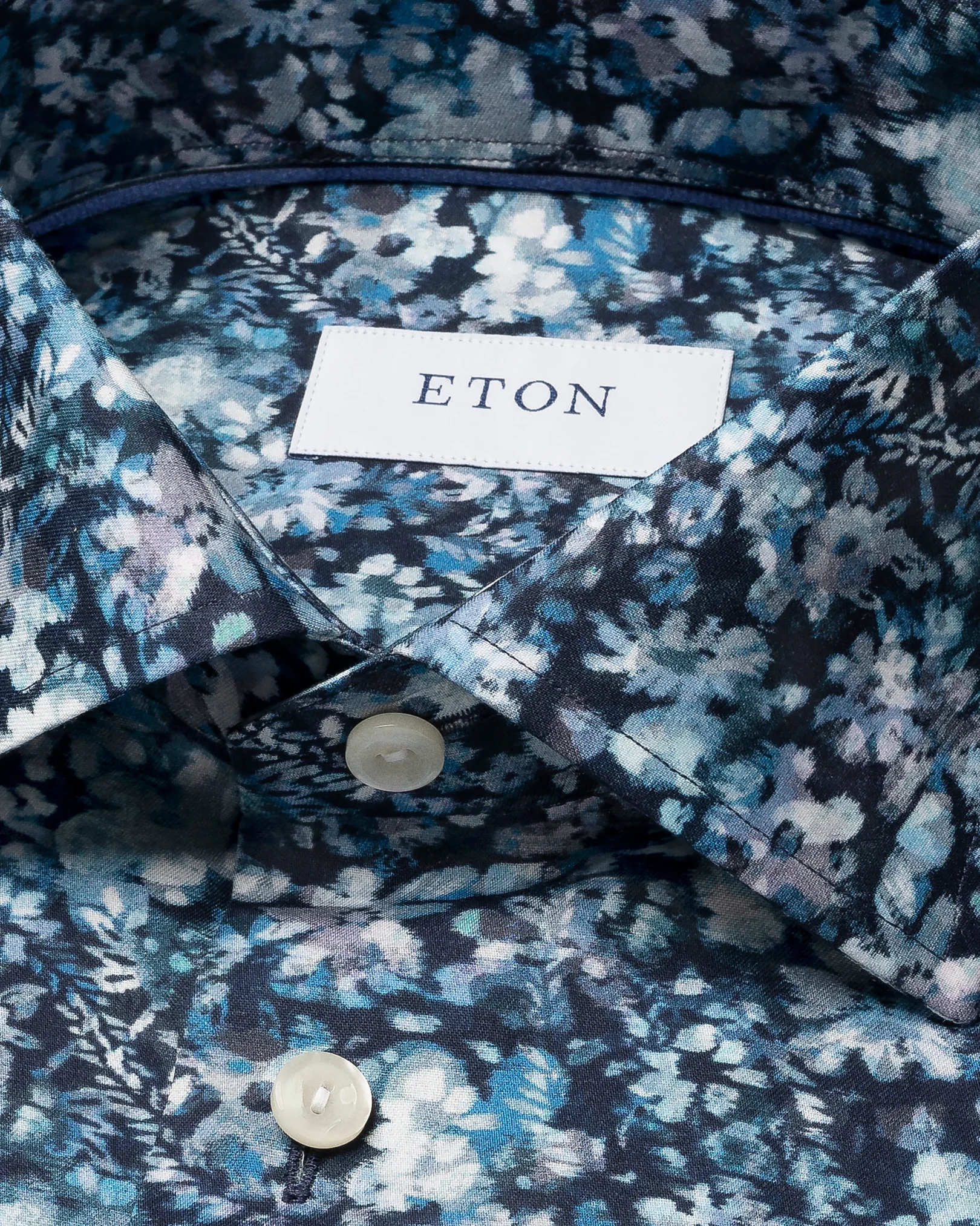 Eton - navy blue floral signature twill shirt