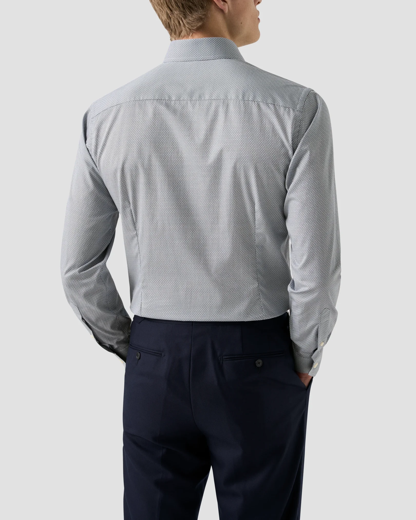 Eton - navy blue geometric signature twill shirt