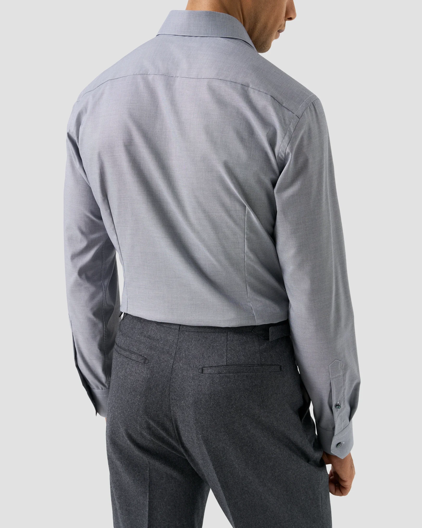 Eton - navy blue check supima 120 shirt