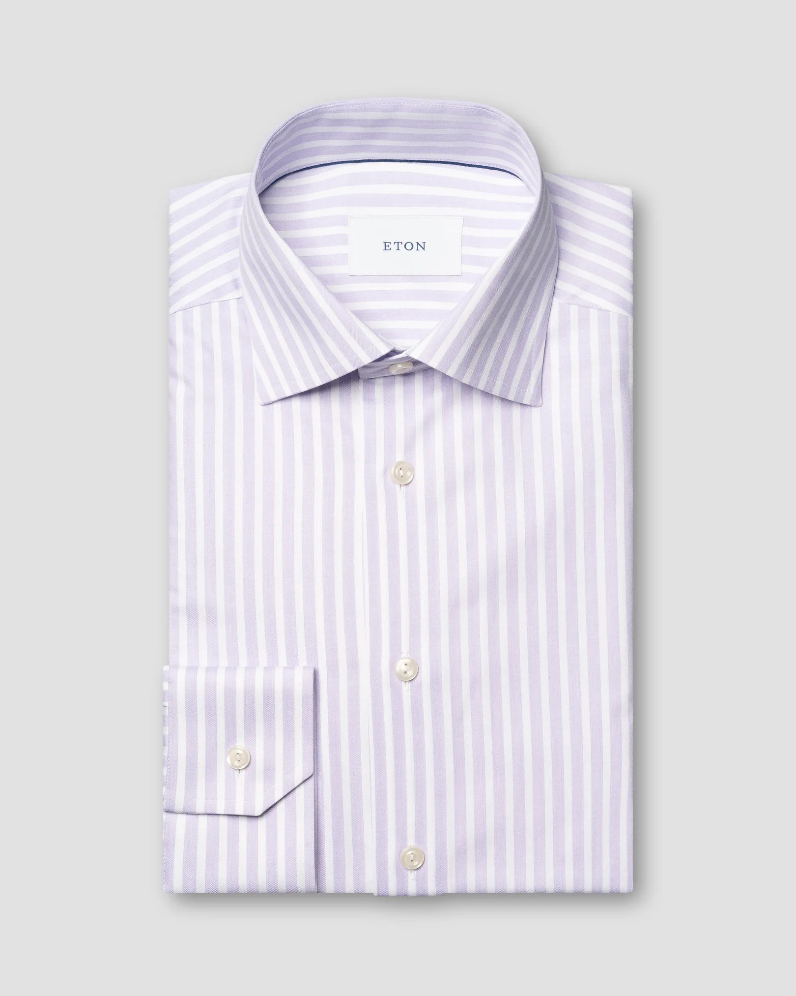 Eton - light purple striped twill shirt