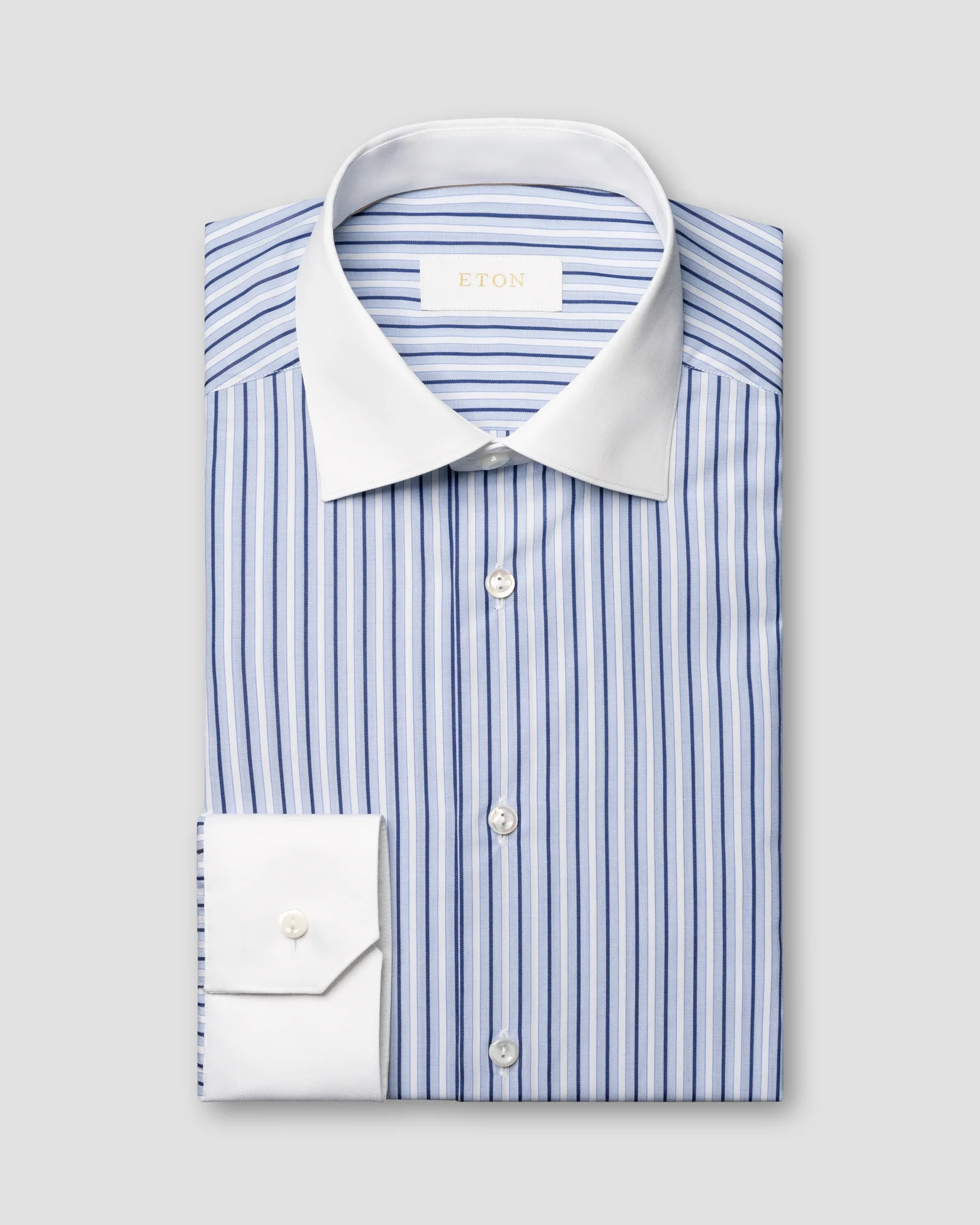 Eton - Chemise Élevée en Piqué avec Col et Poignets Blancs