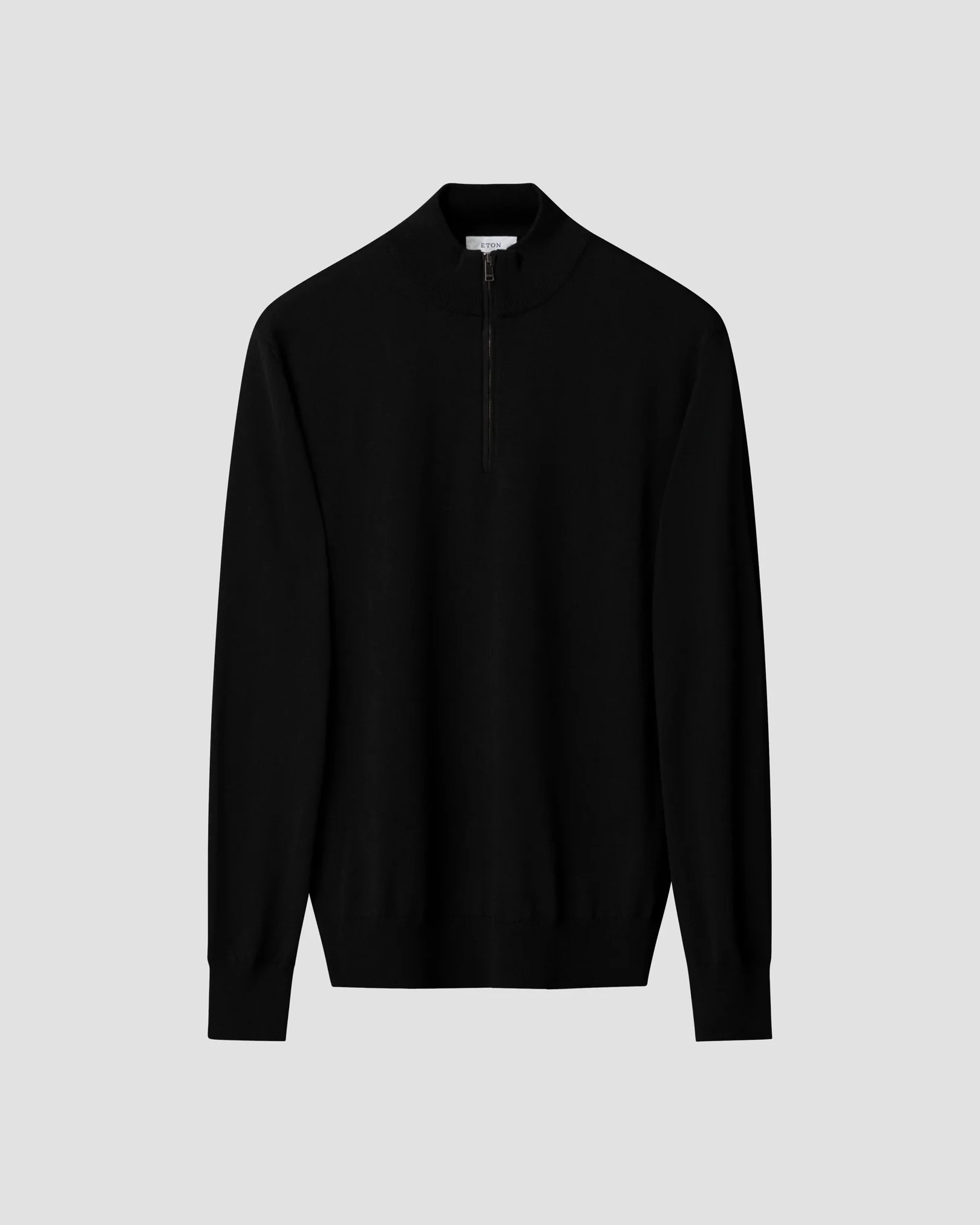 Eton - black merino quarter zip knit sweater