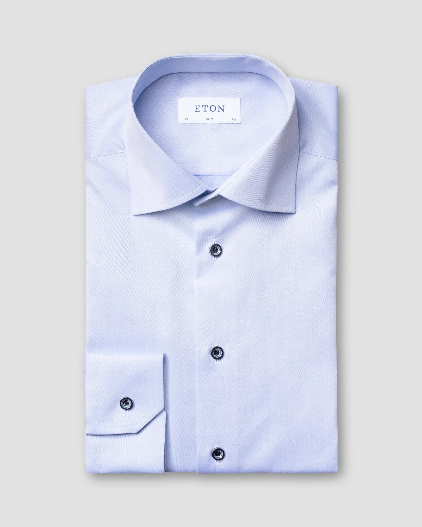 Eton - blue twill shirt navy buttons