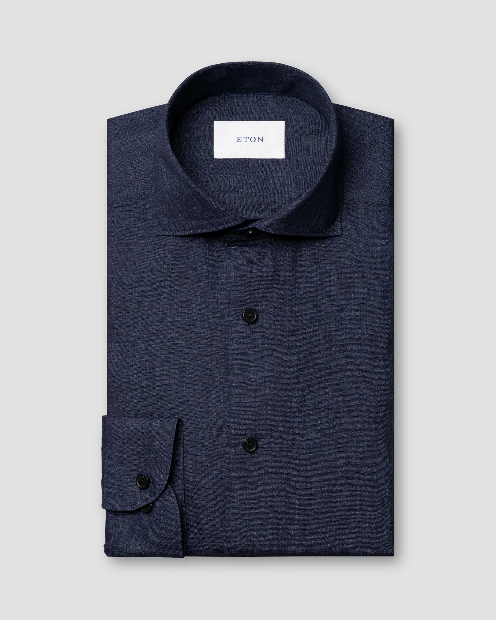 Eton - navy solid linen shirt 261