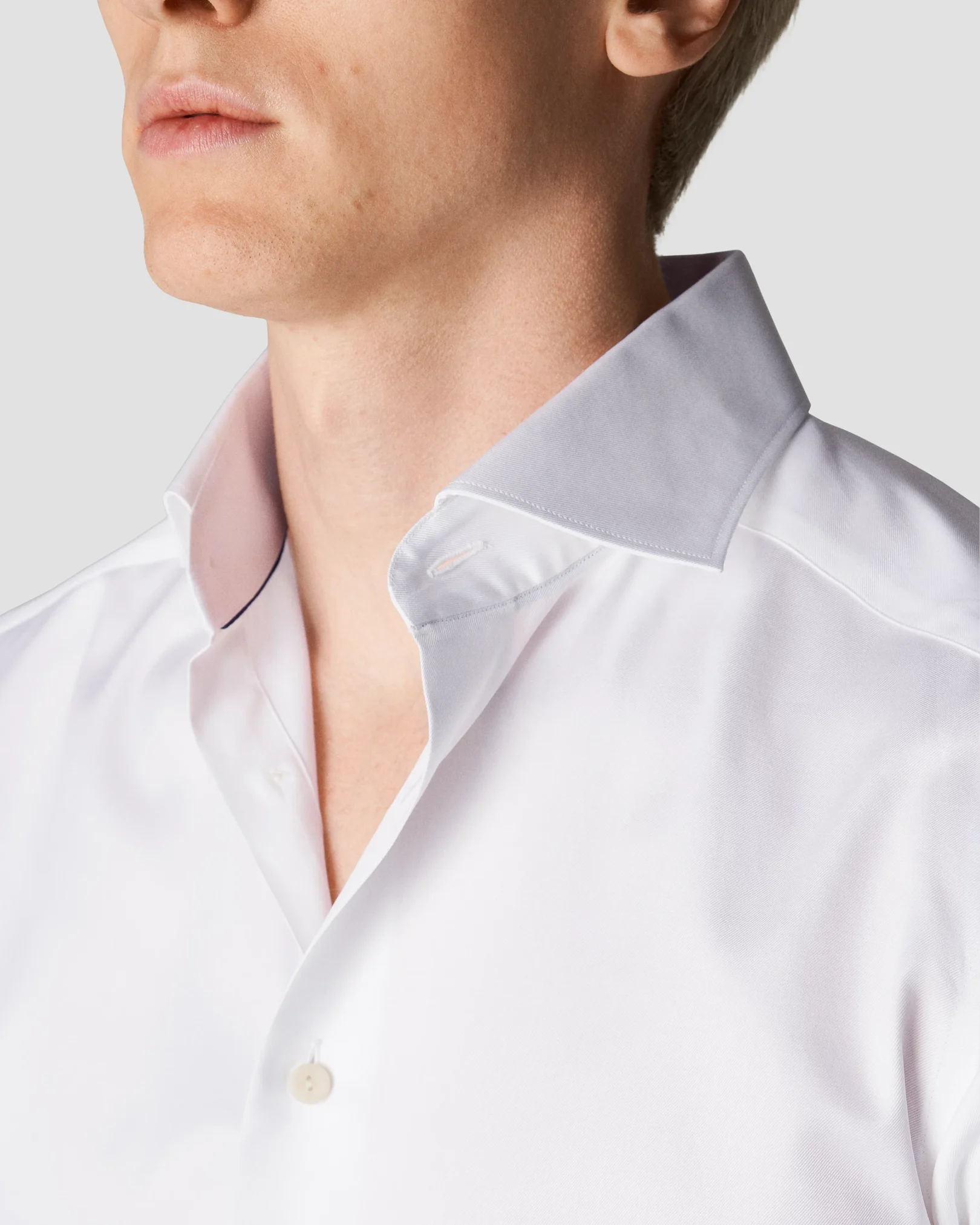 Eton - white signature twill wide spread rounded single one buttonhole slim