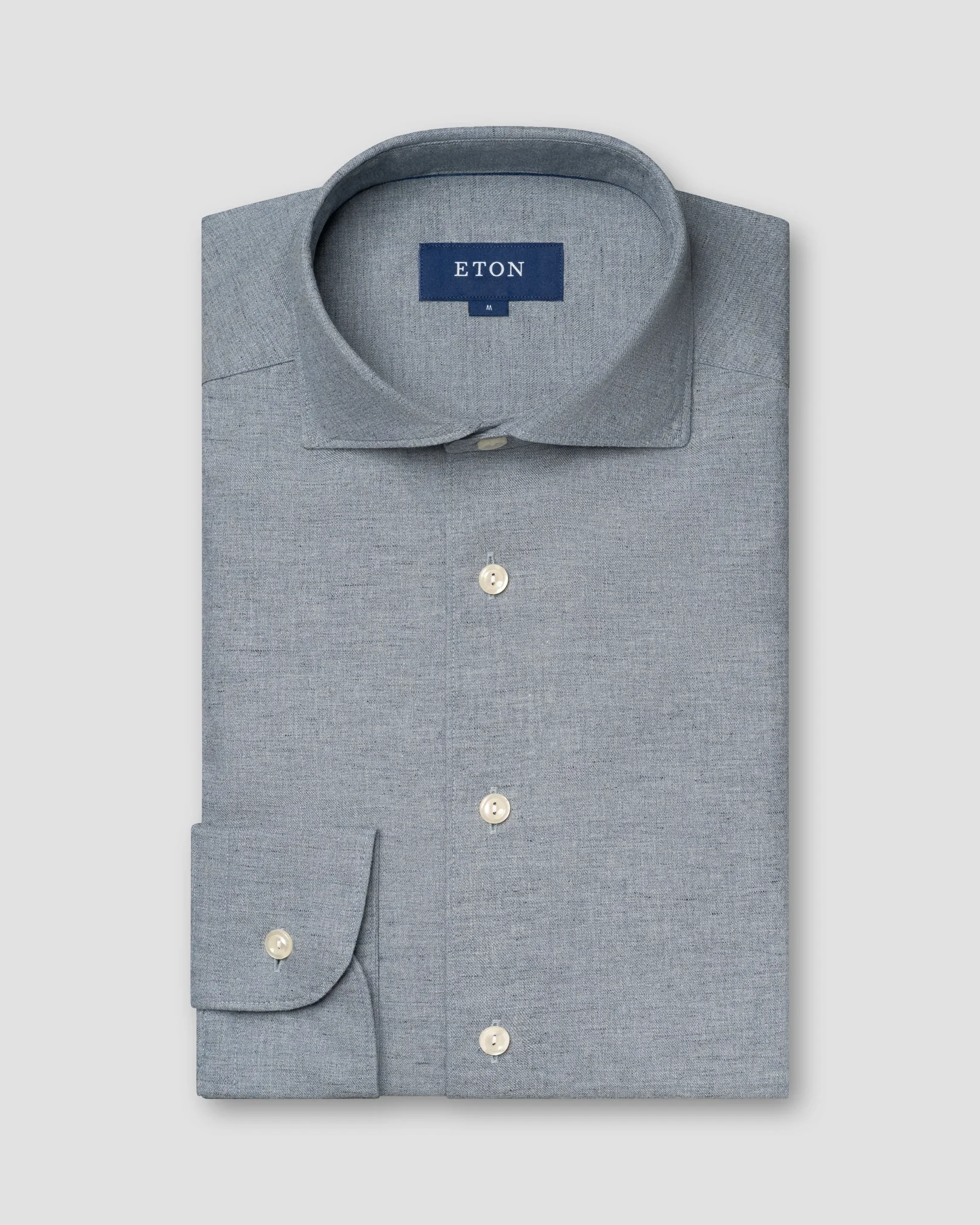 Eton - mid blue flannel wide spread shirt