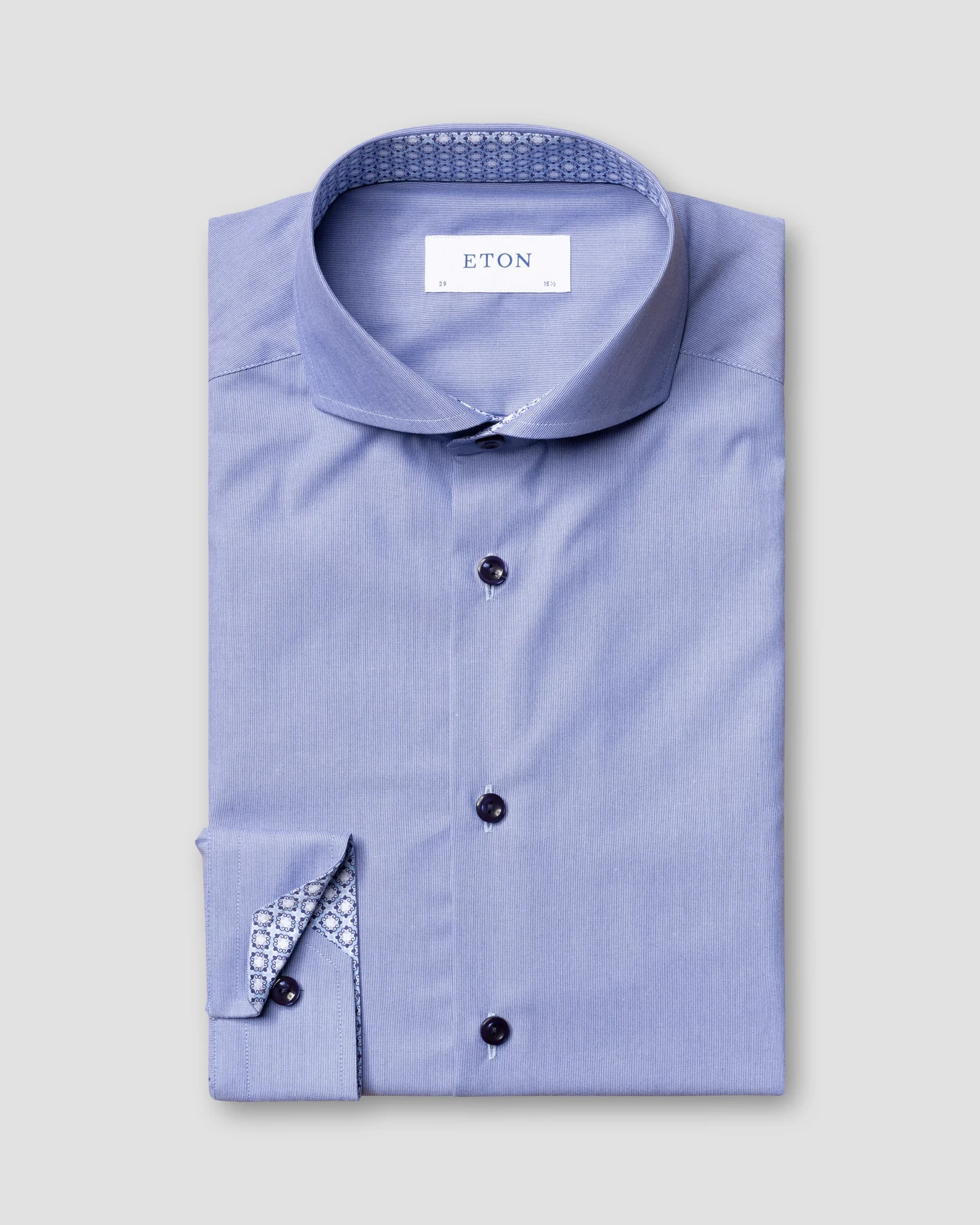 Eton - blue hairline striped shirt navy details extreme cut away